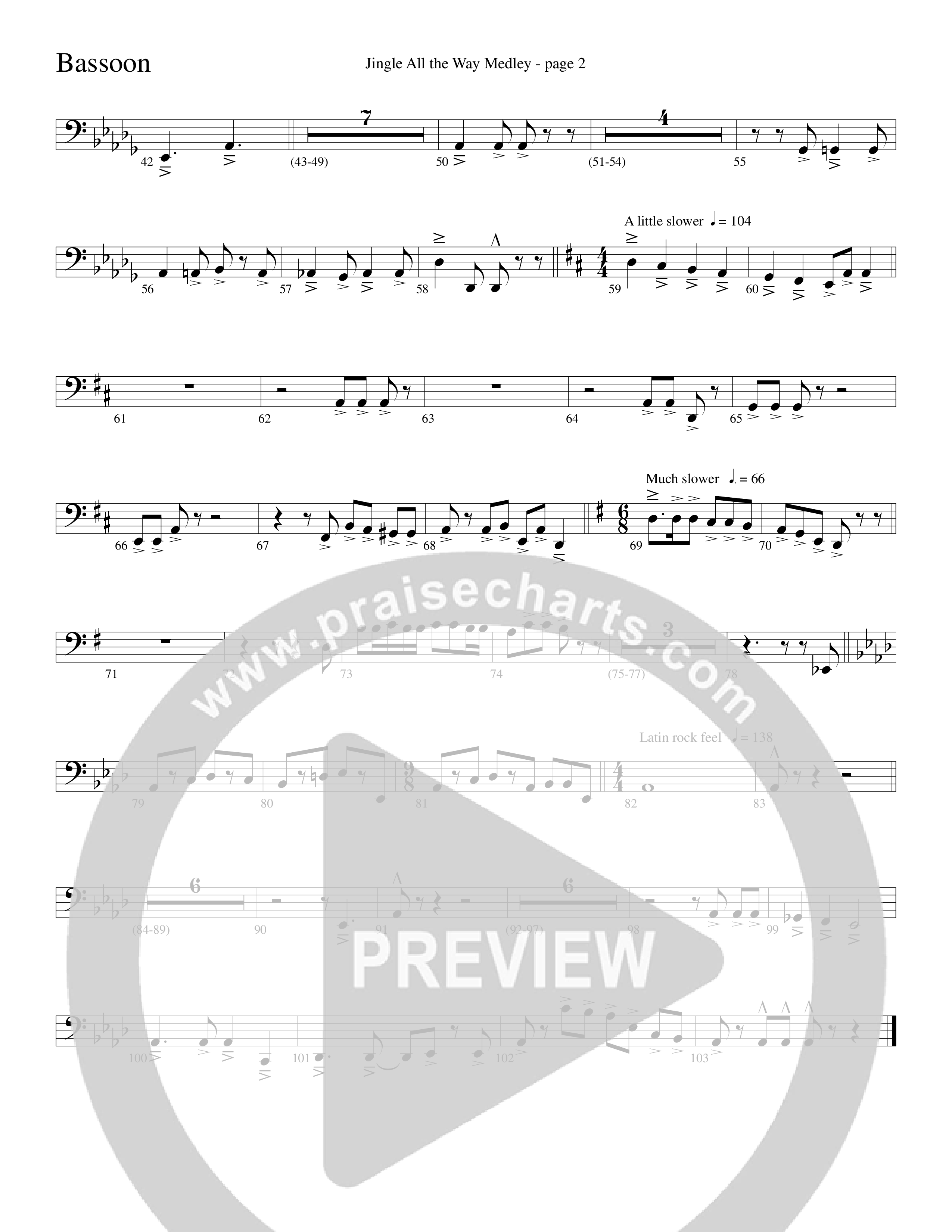 Jingle All The Way Medley (Choral Anthem SATB) Bassoon (Word Music Choral / Arr. David Clydesdale)