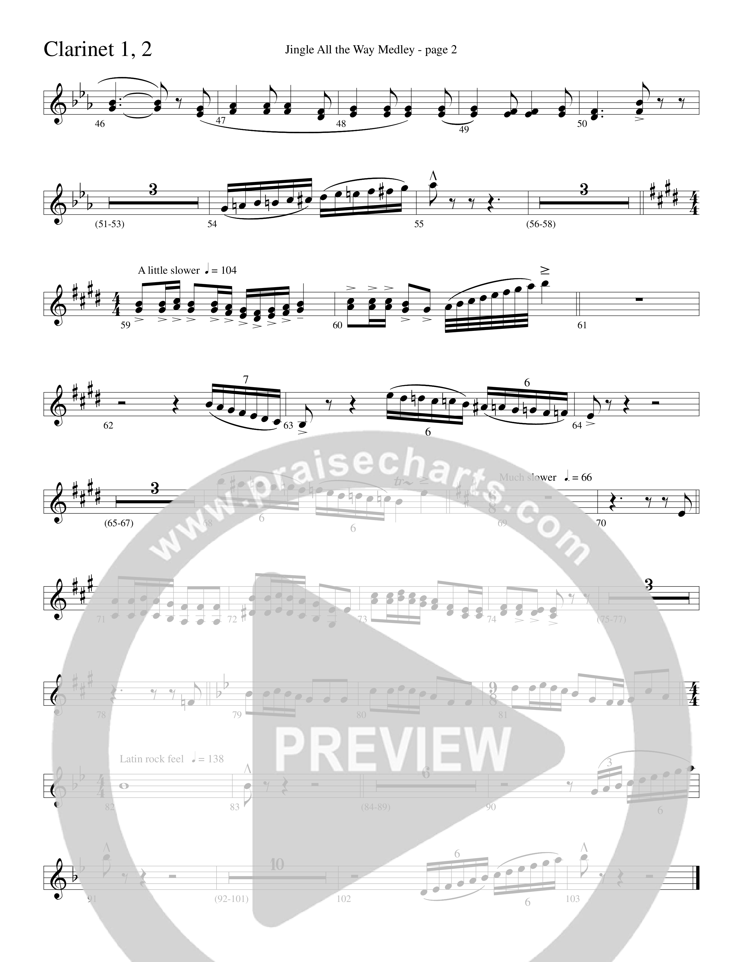 Jingle  All The Way Medley (Choral Anthem SATB) Clarinet 1/2 (Word Music Choral / Arr. David Clydesdale)