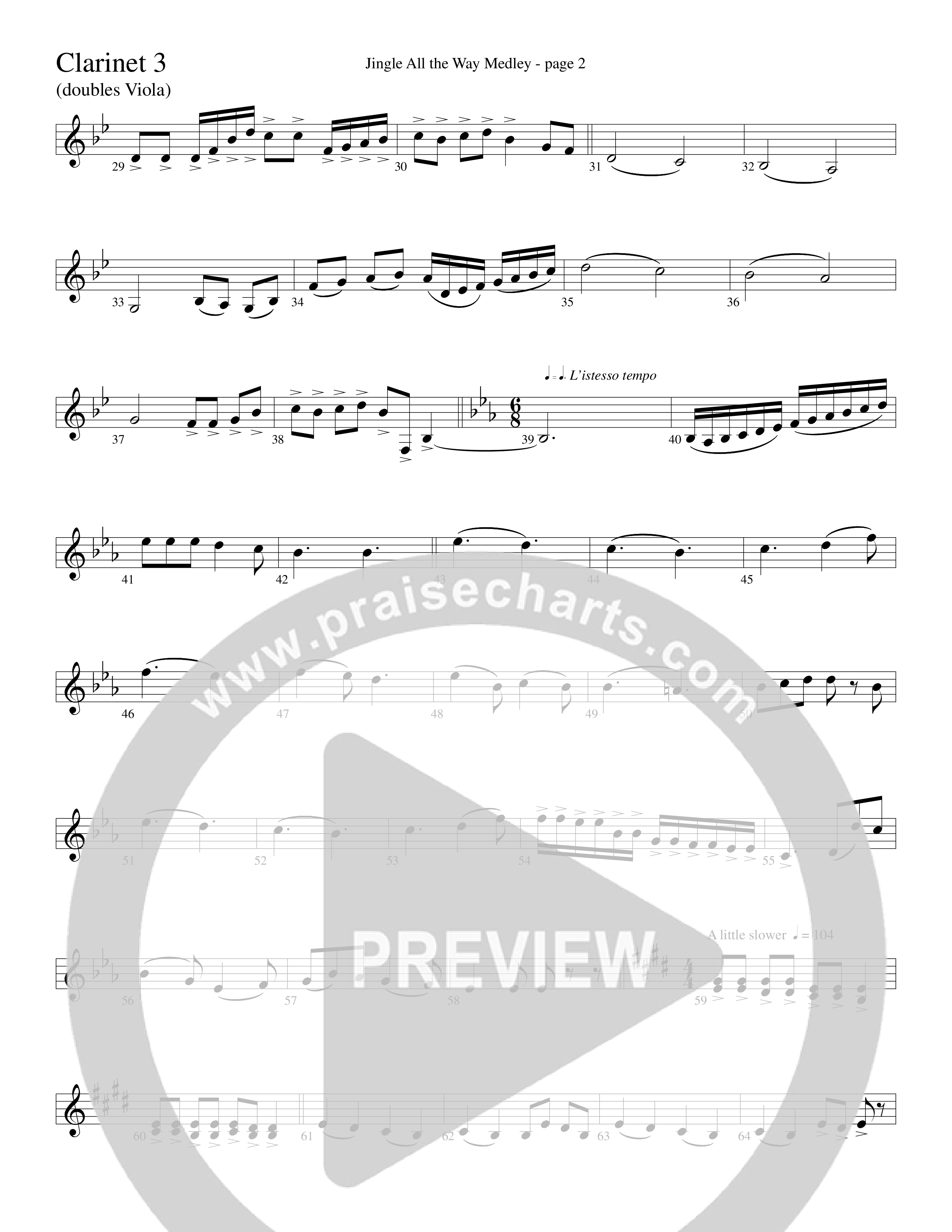 Jingle  All The Way Medley (Choral Anthem SATB) Clarinet 3 (Word Music Choral / Arr. David Clydesdale)