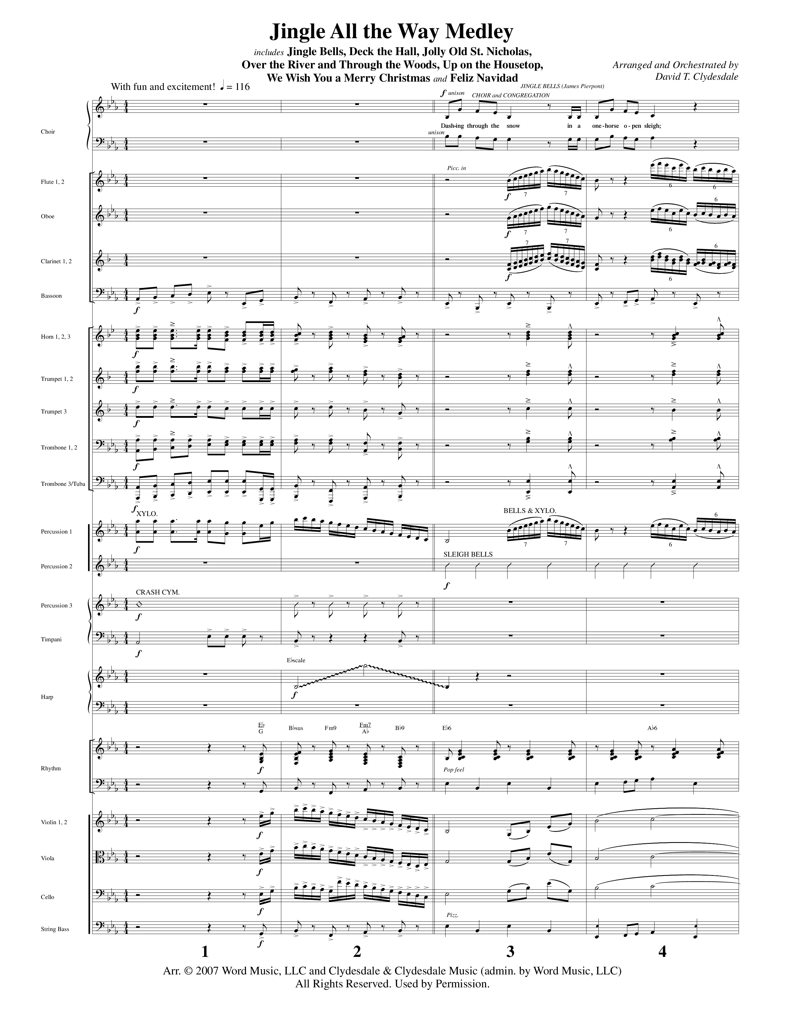 Jingle  All The Way Medley (Choral Anthem SATB) Orchestration (Word Music Choral / Arr. David Clydesdale)