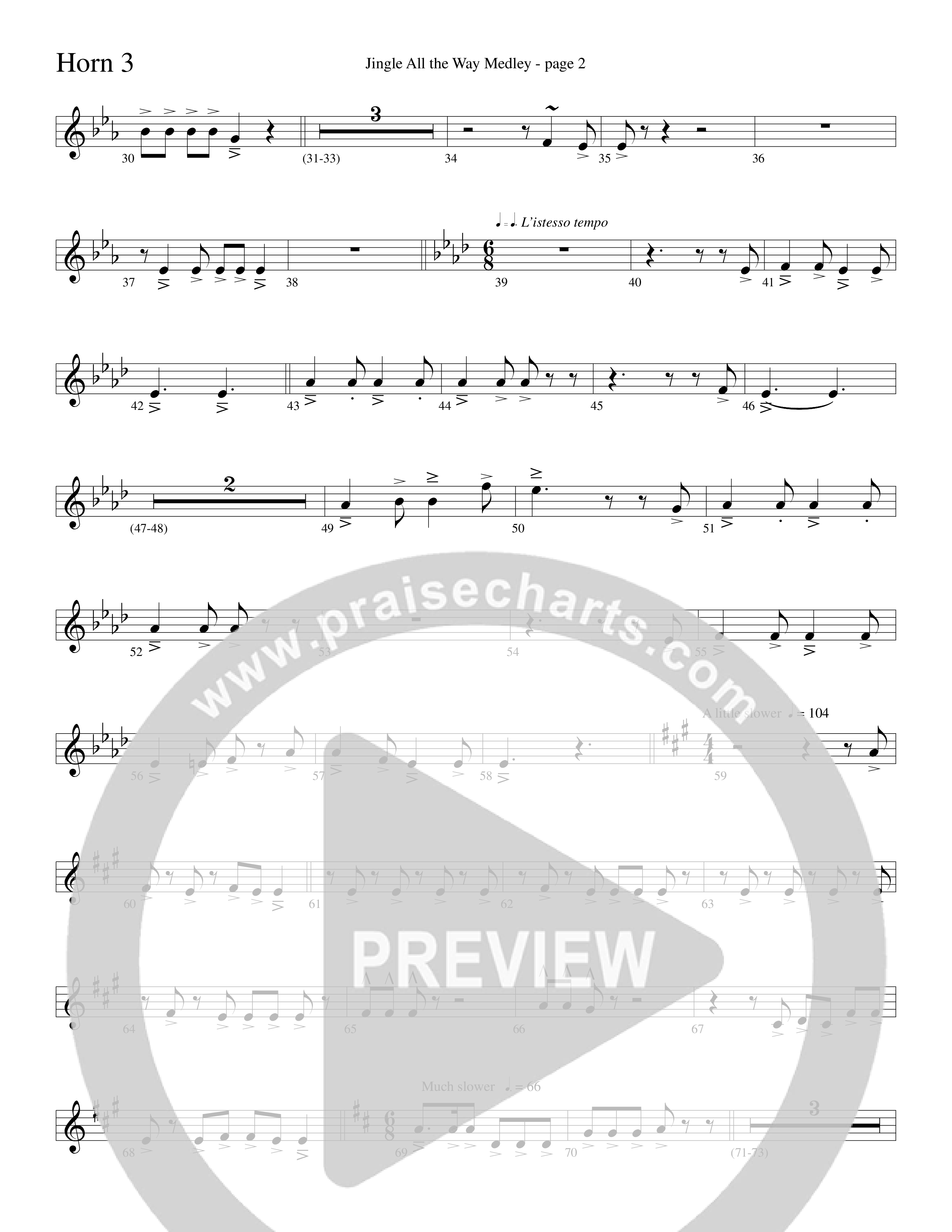 Jingle  All The Way Medley (Choral Anthem SATB) French Horn 3 (Word Music Choral / Arr. David Clydesdale)