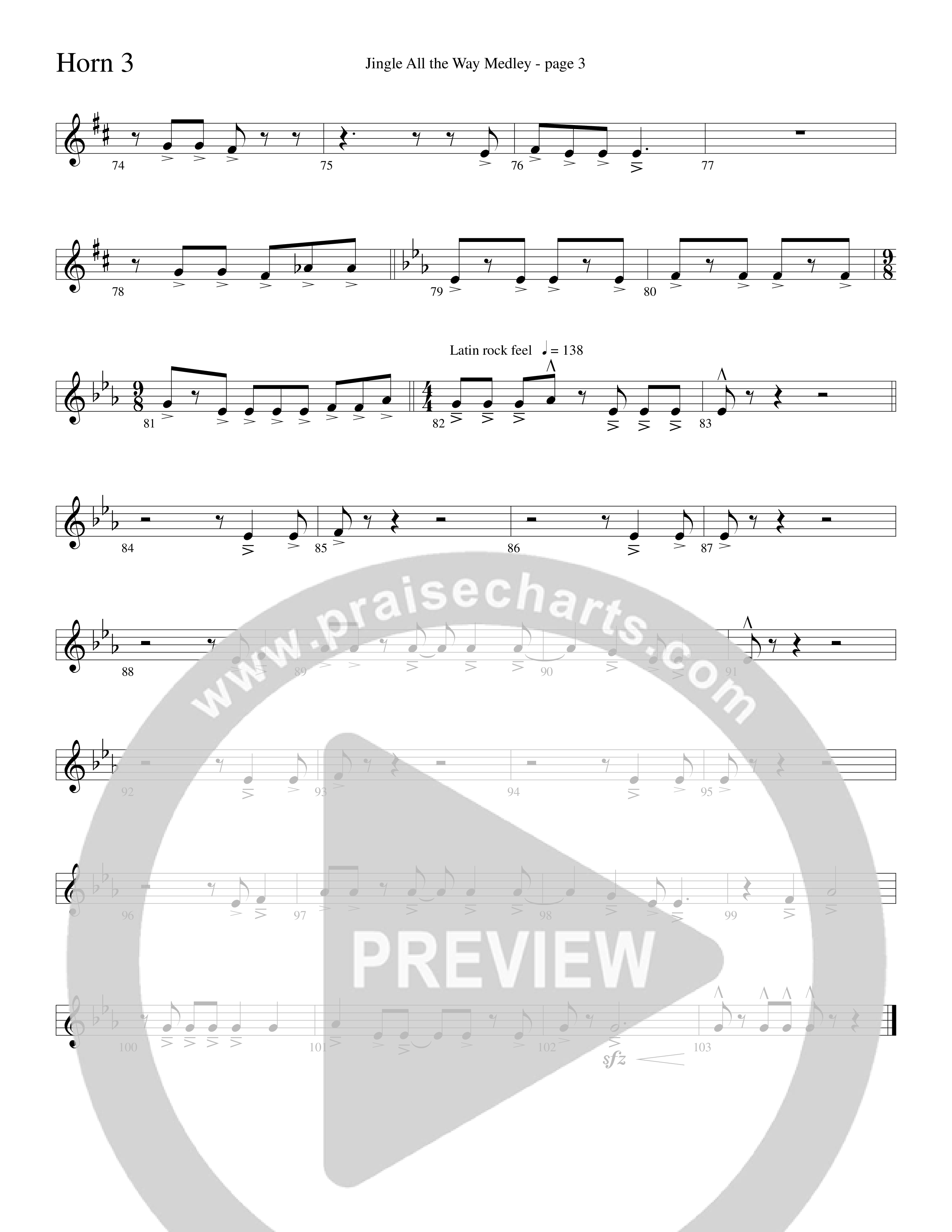 Jingle  All The Way Medley (Choral Anthem SATB) French Horn 3 (Word Music Choral / Arr. David Clydesdale)