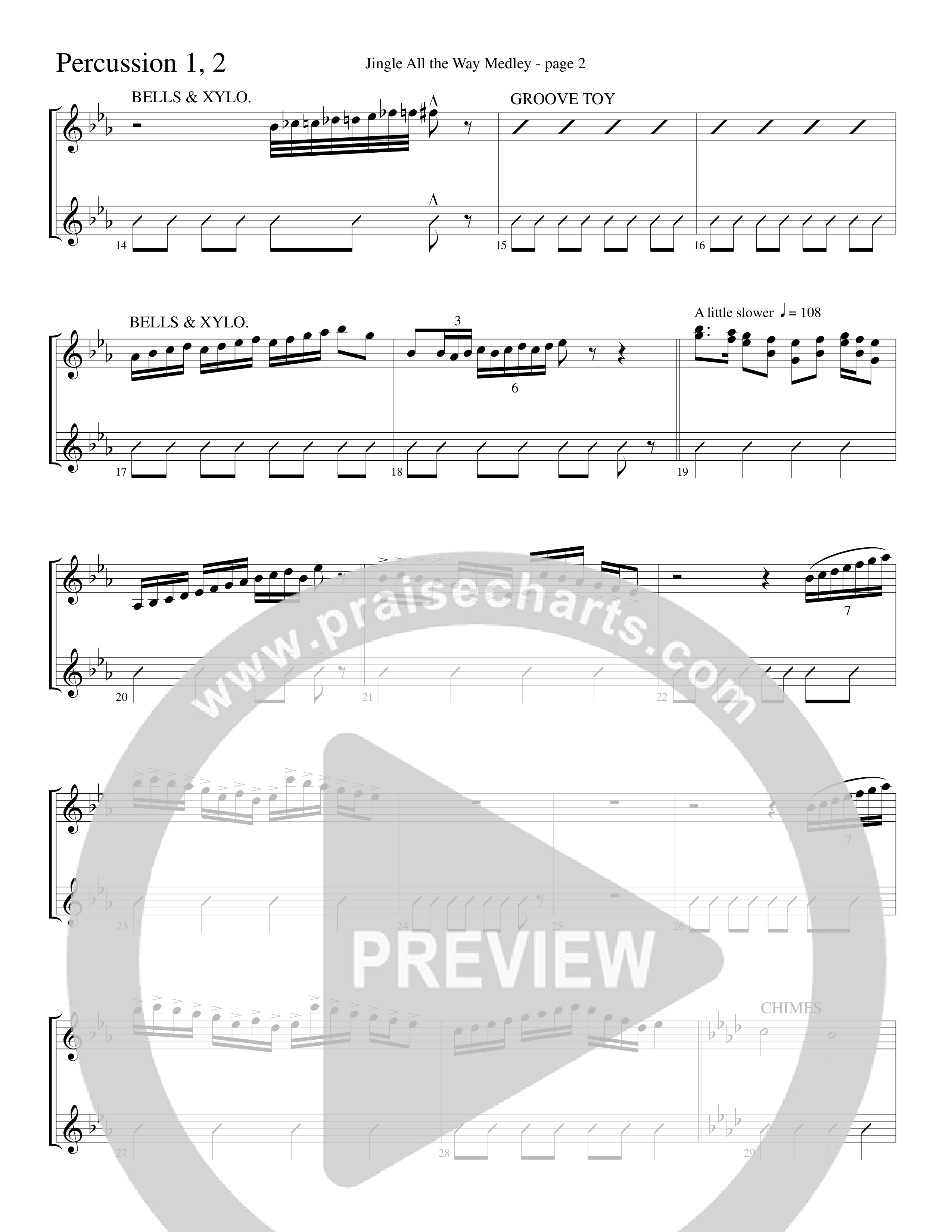 Jingle  All The Way Medley (Choral Anthem SATB) Percussion (Word Music Choral / Arr. David Clydesdale)