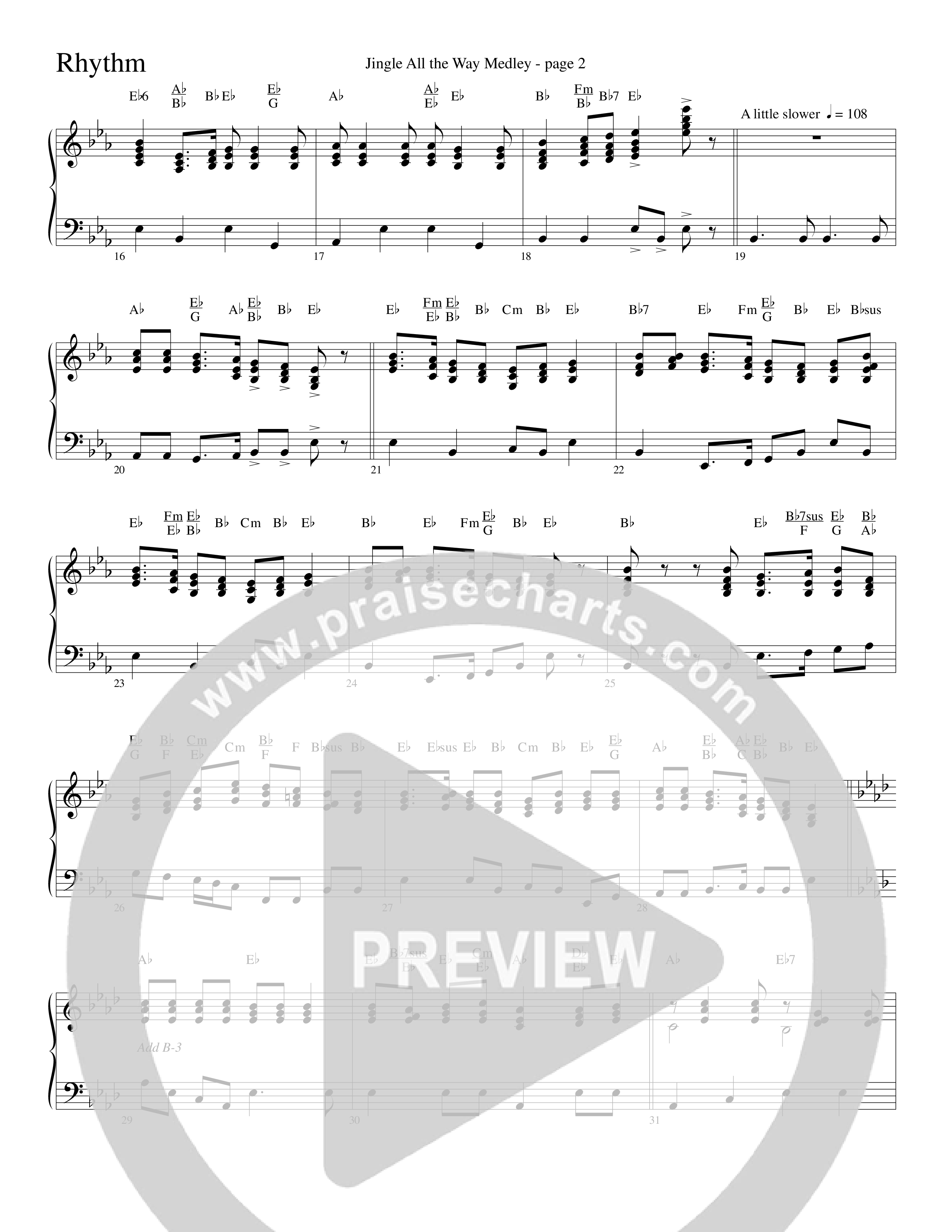 Jingle  All The Way Medley (Choral Anthem SATB) Rhythm Chart (Word Music Choral / Arr. David Clydesdale)