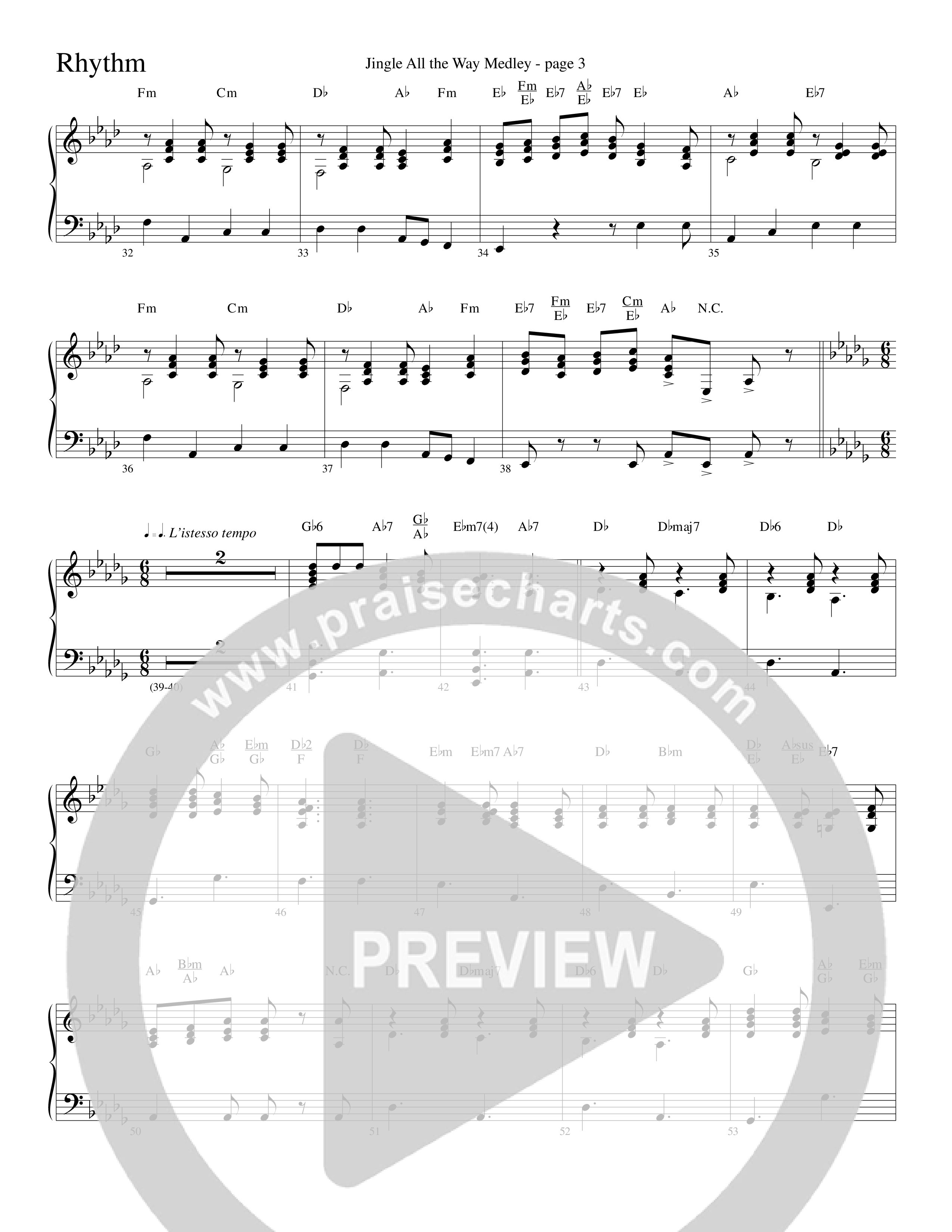 Jingle  All The Way Medley (Choral Anthem SATB) Rhythm Chart (Word Music Choral / Arr. David Clydesdale)
