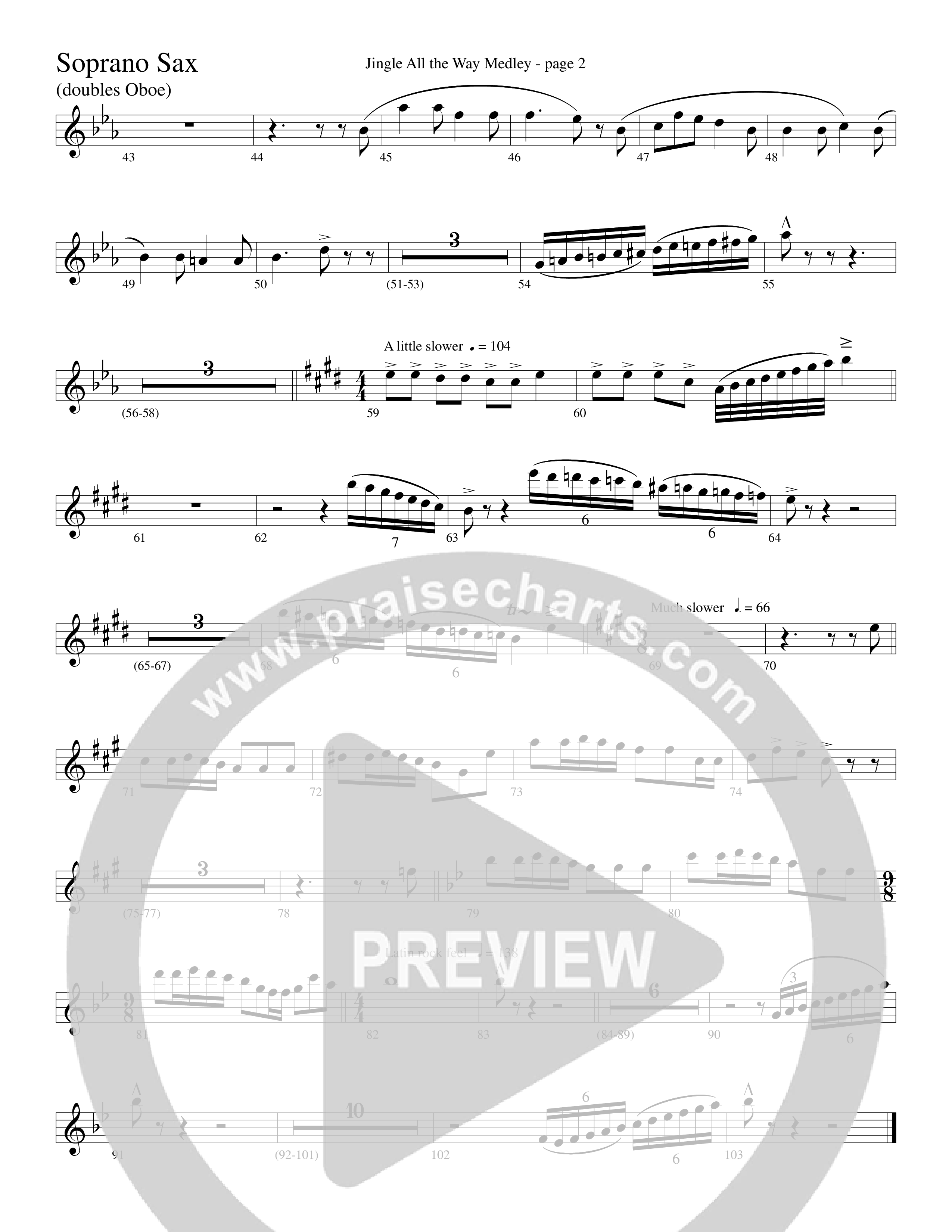 Jingle  All The Way Medley (Choral Anthem SATB) Soprano Sax (Word Music Choral / Arr. David Clydesdale)