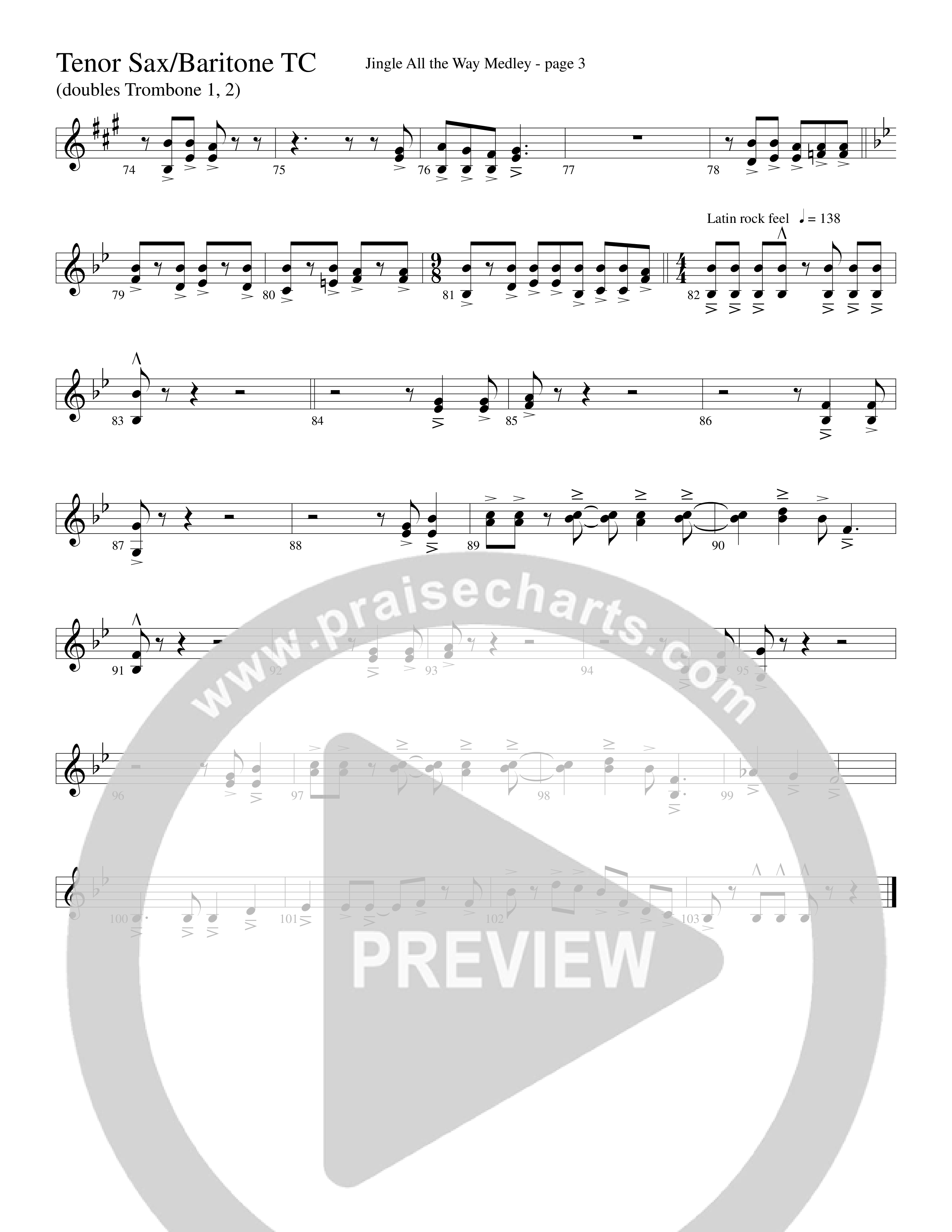 Jingle  All The Way Medley (Choral Anthem SATB) Tenor Sax/Baritone T.C. (Word Music Choral / Arr. David Clydesdale)