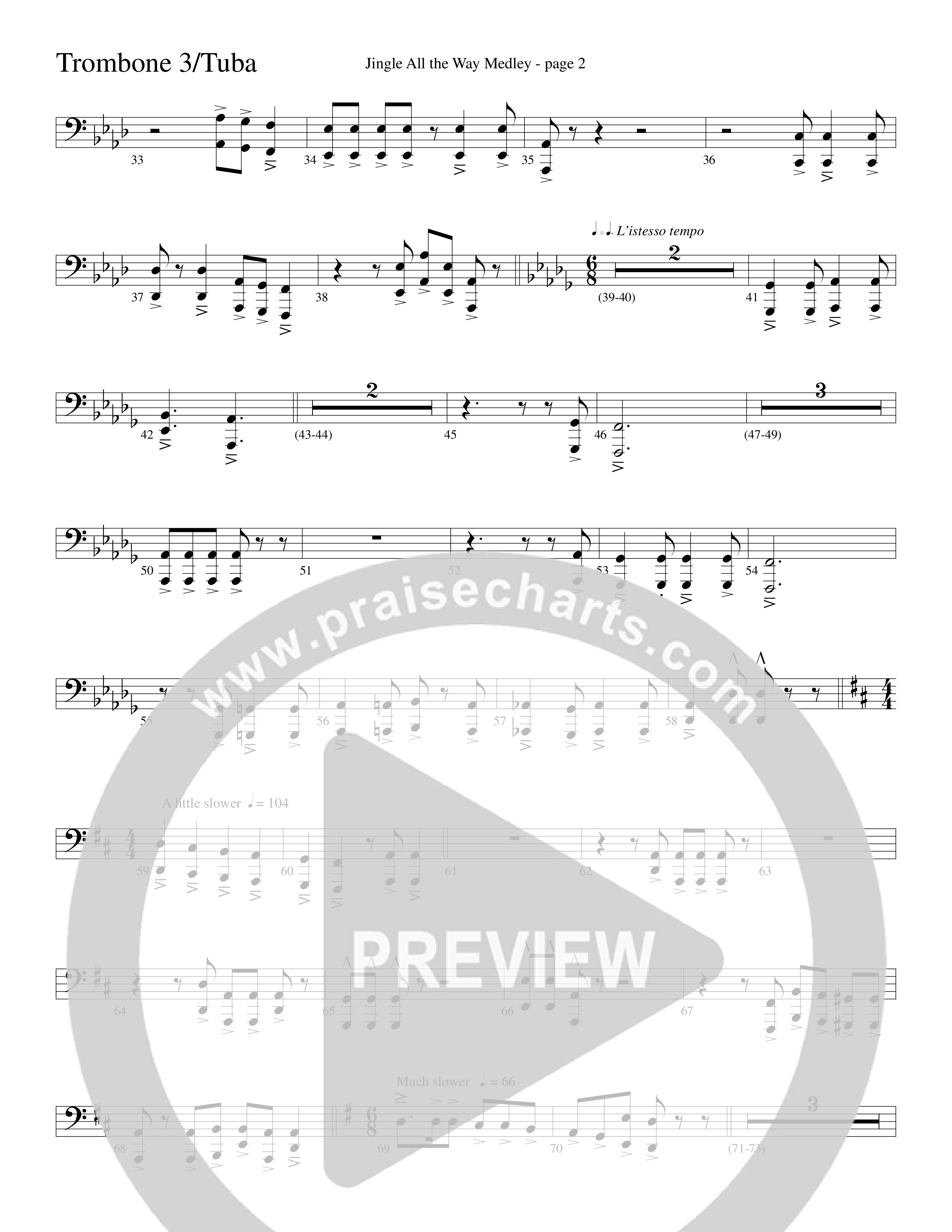 Jingle  All The Way Medley (Choral Anthem SATB) Trombone 3/Tuba (Word Music Choral / Arr. David Clydesdale)