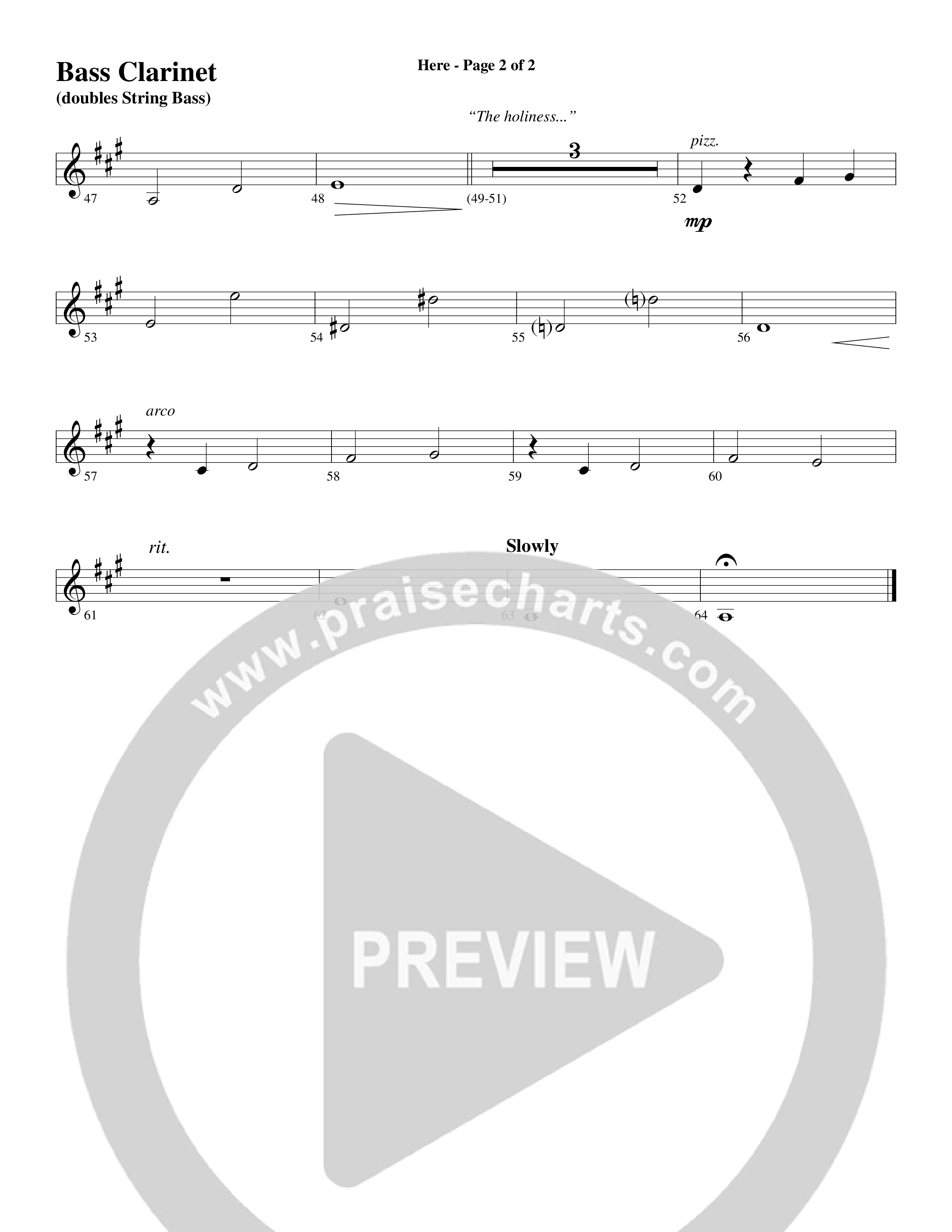 Here (Choral Anthem SATB) Bass Clarinet (Word Music Choral / Arr. Dave Williamson)