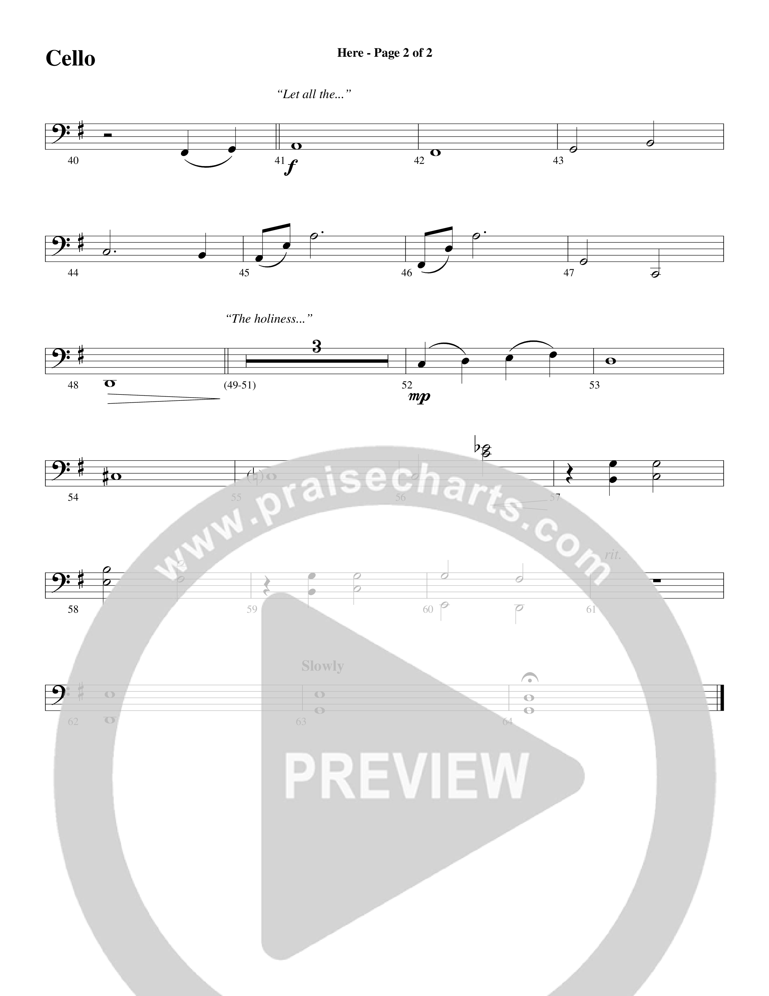 Here (Choral Anthem SATB) Cello (Word Music Choral / Arr. Dave Williamson)