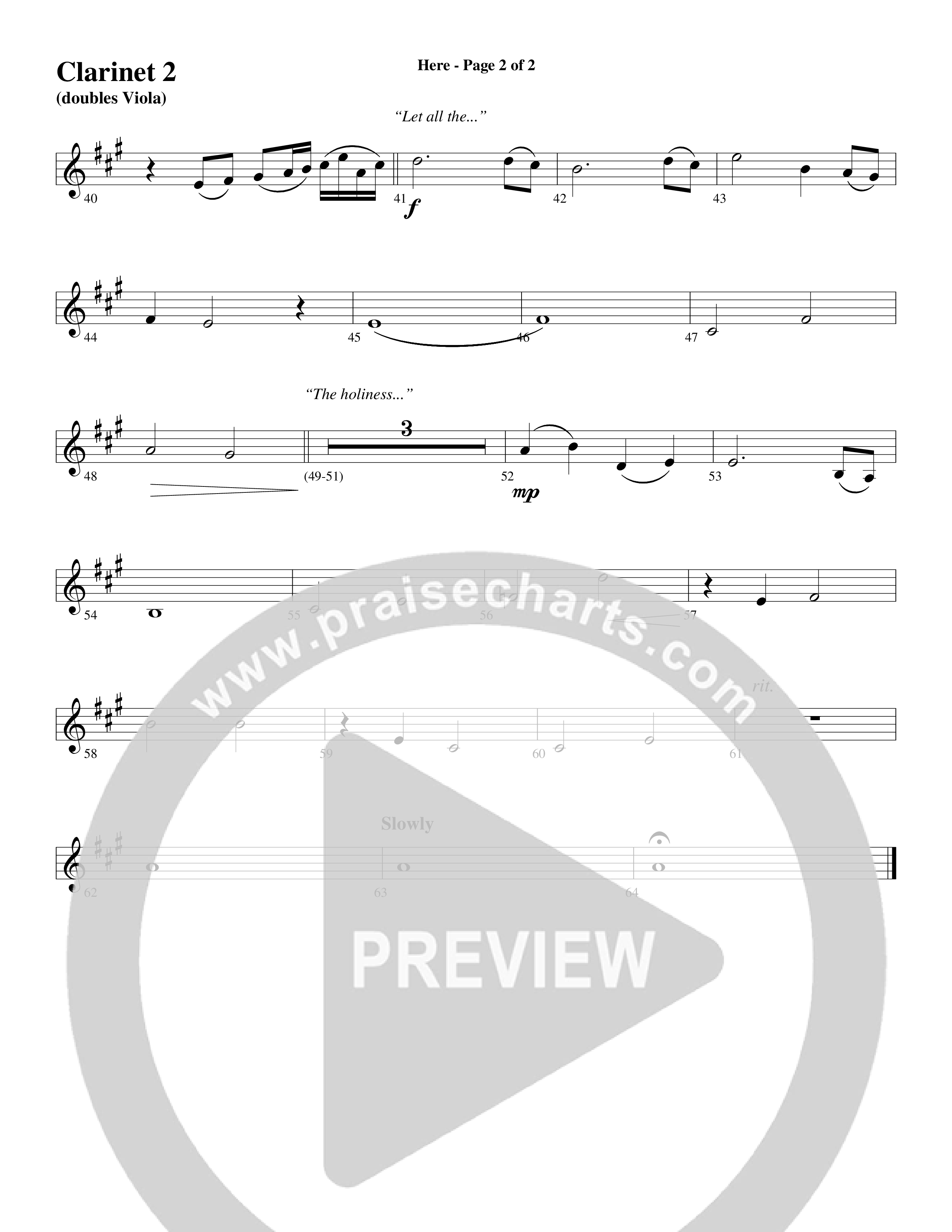Here (Choral Anthem SATB) Clarinet 1/2 (Word Music Choral / Arr. Dave Williamson)
