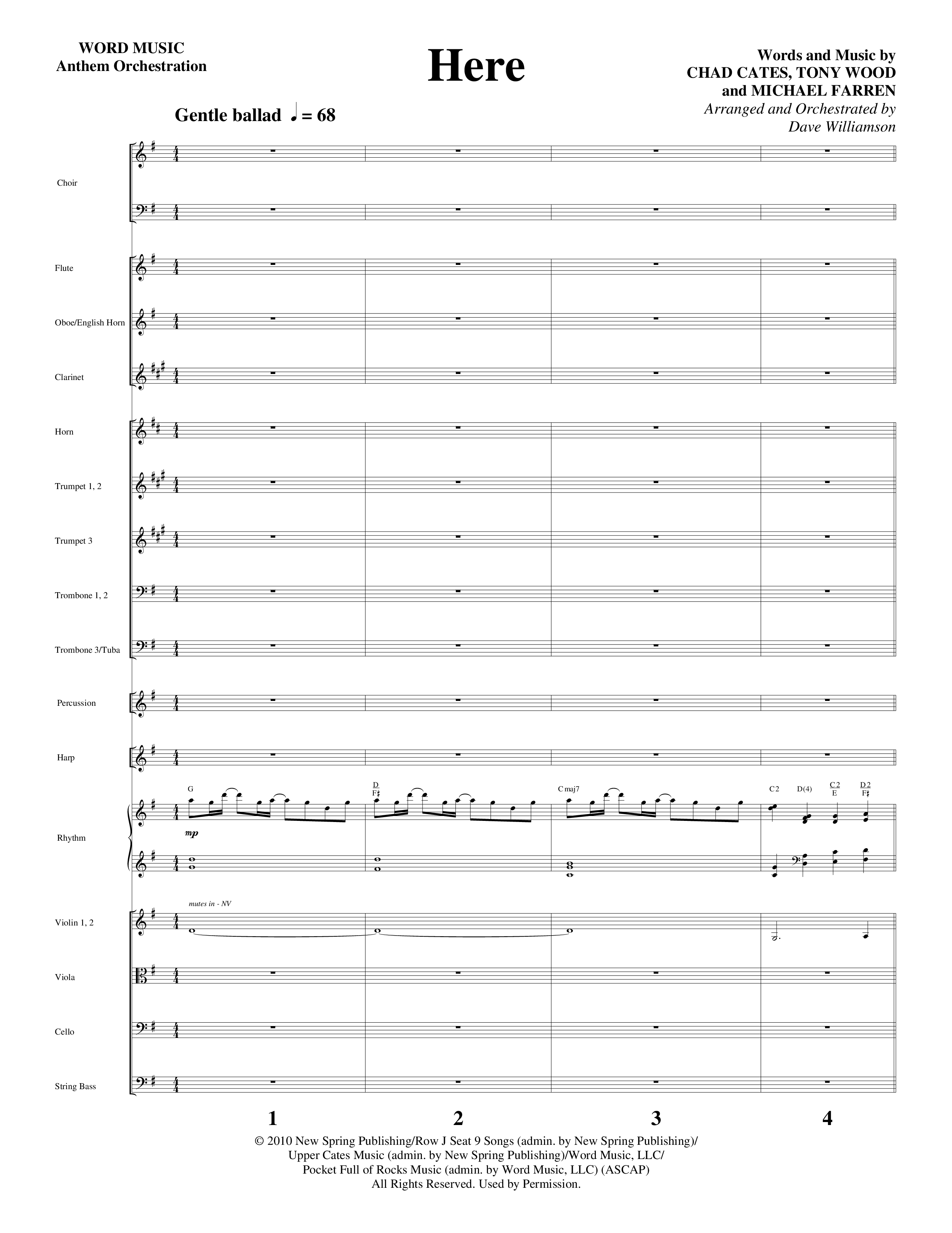 Here (Choral Anthem SATB) Orchestration (Word Music Choral / Arr. Dave Williamson)