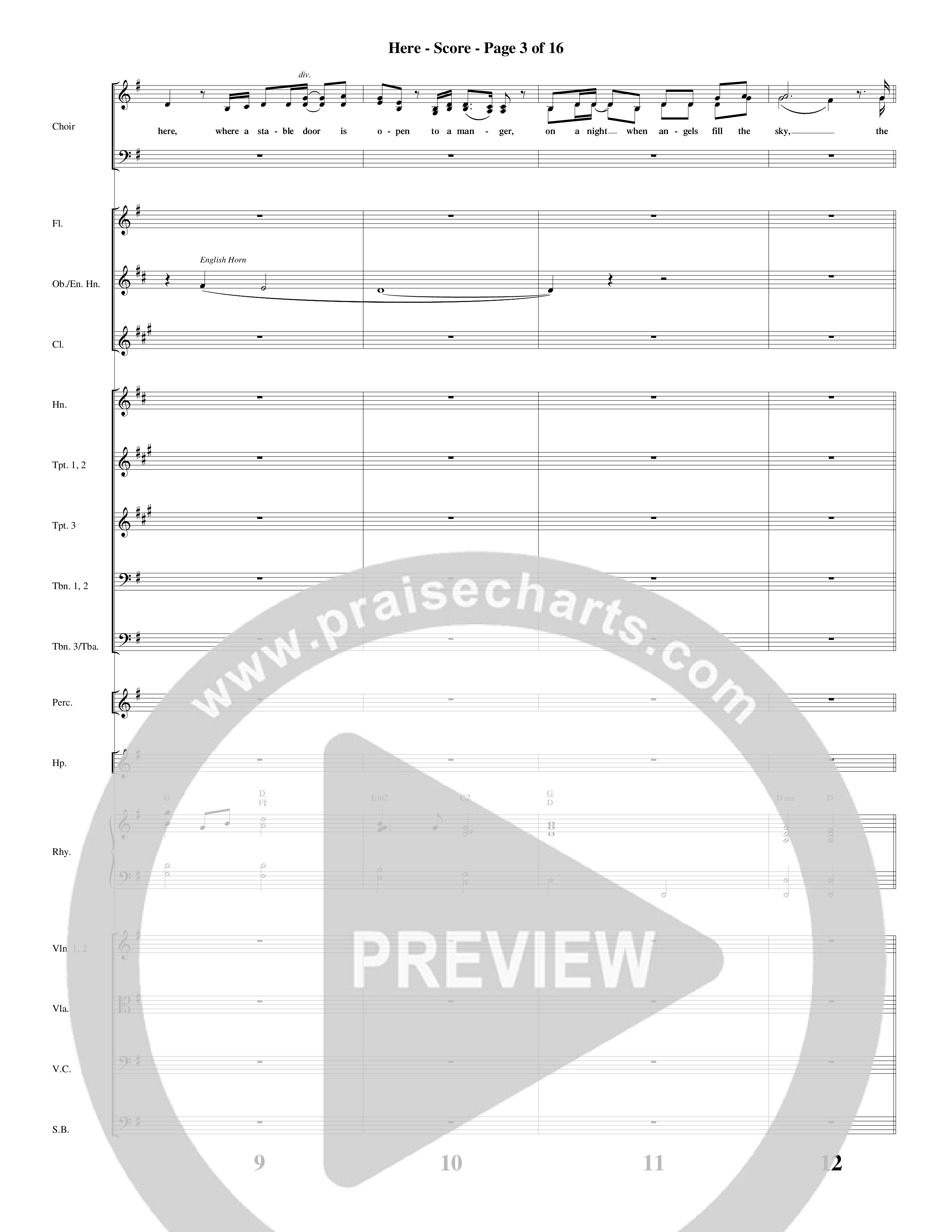 Here (Choral Anthem SATB) Orchestration (Word Music Choral / Arr. Dave Williamson)
