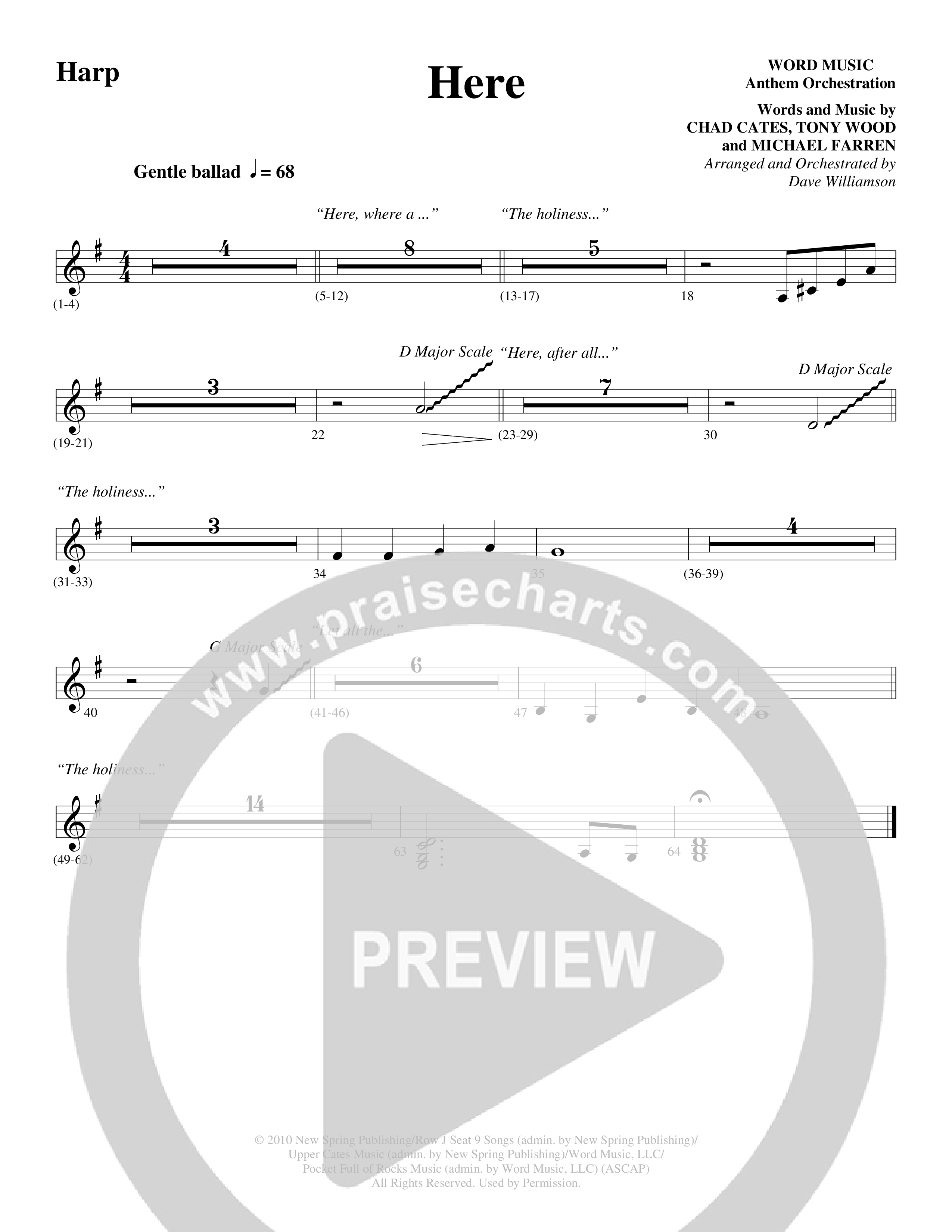 Here (Choral Anthem SATB) Harp (Word Music Choral / Arr. Dave Williamson)