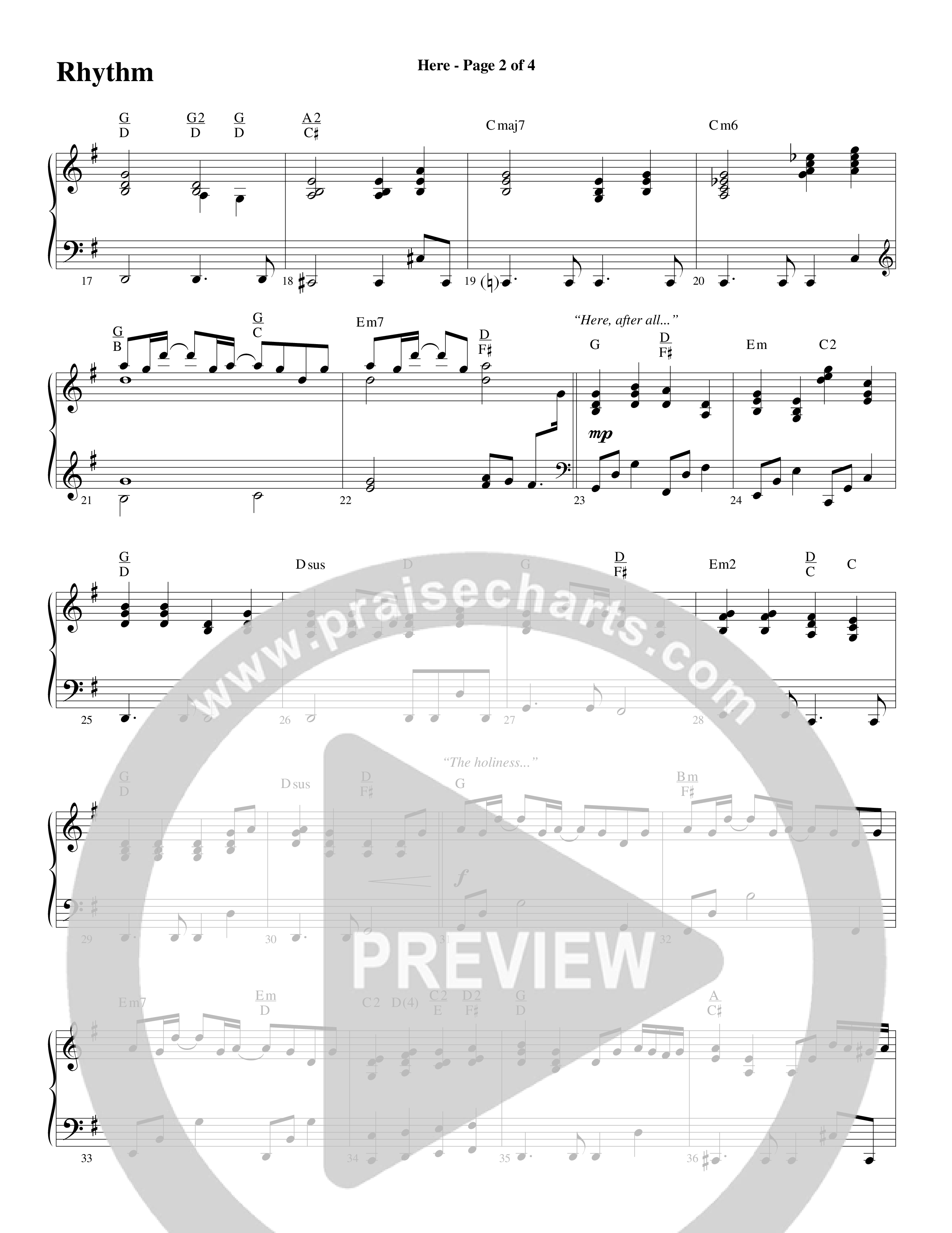 Here (Choral Anthem SATB) Rhythm Chart (Word Music Choral / Arr. Dave Williamson)