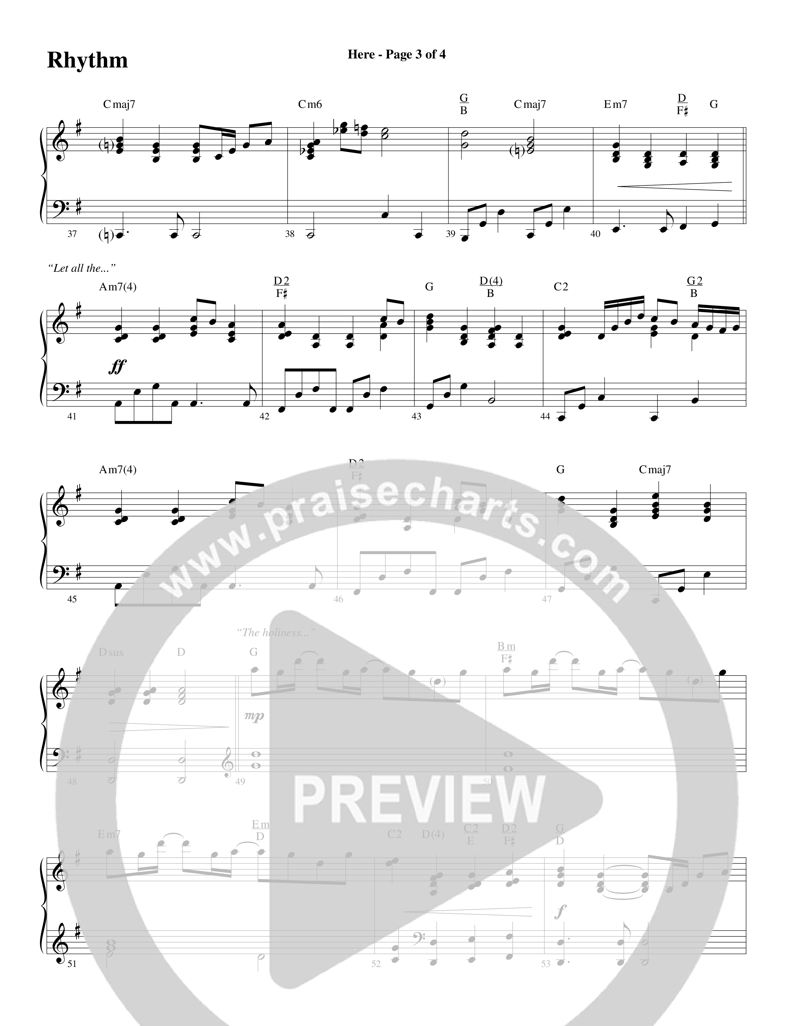 Here (Choral Anthem SATB) Rhythm Chart (Word Music Choral / Arr. Dave Williamson)