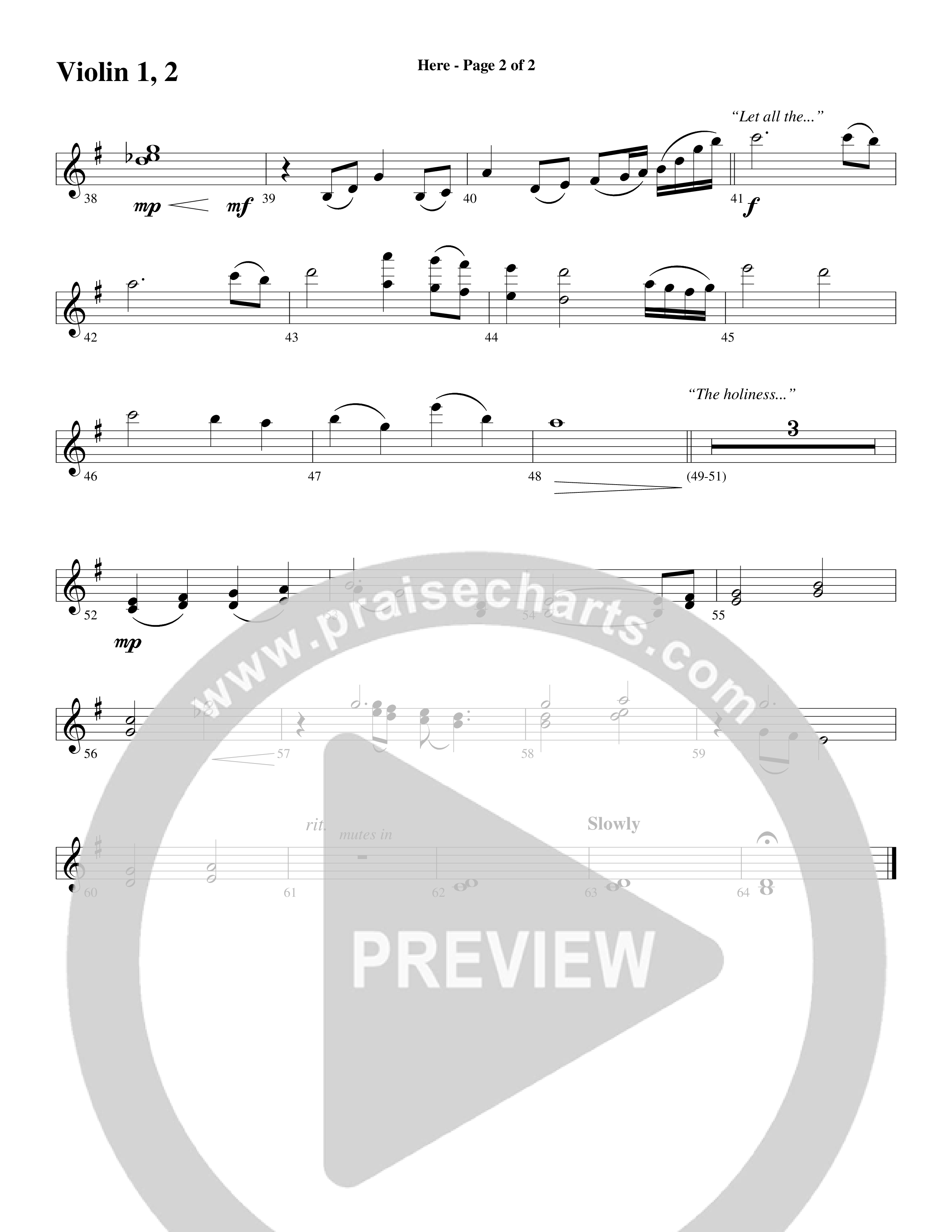 Here (Choral Anthem SATB) Violin 1/2 (Word Music Choral / Arr. Dave Williamson)