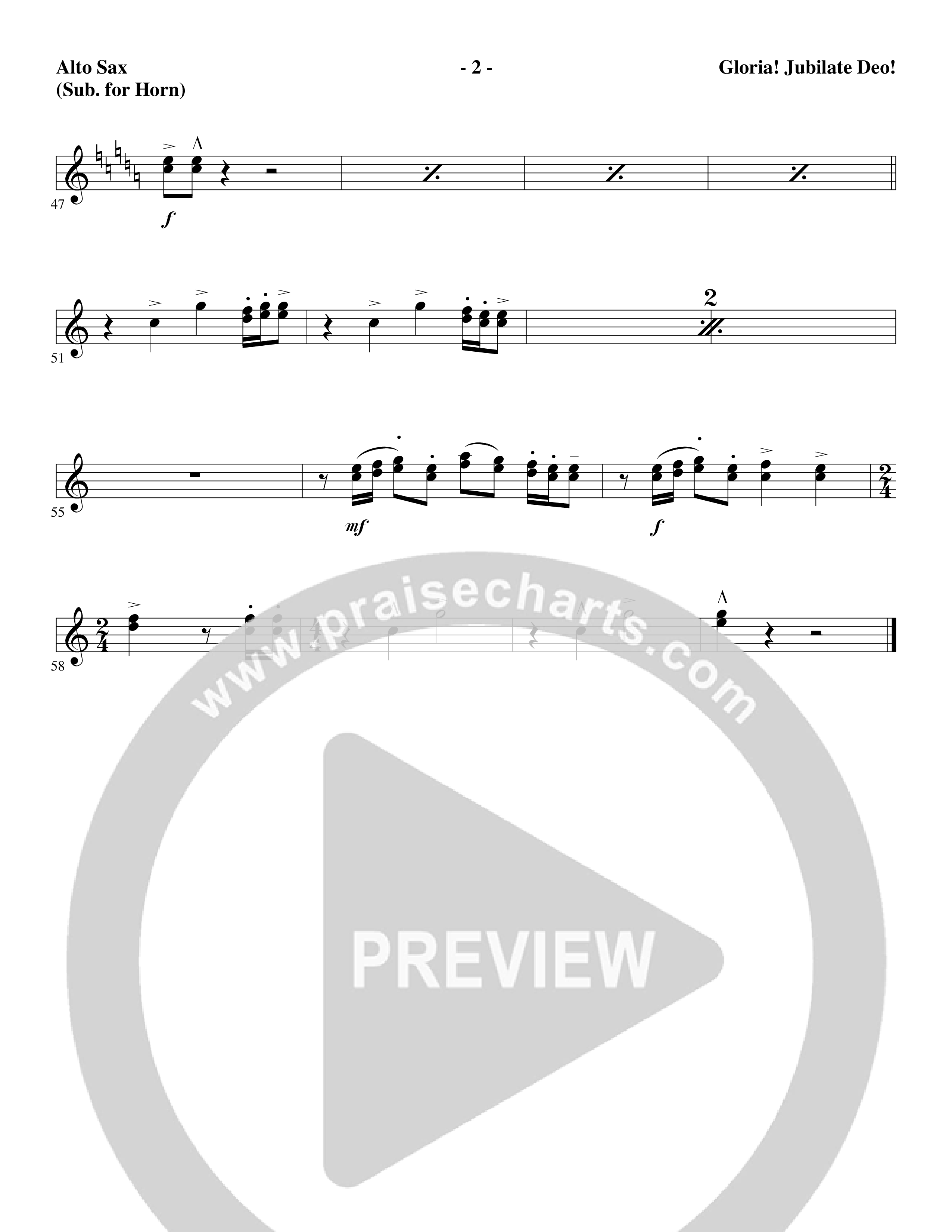 Gloria Jubilate Deo (Choral Anthem SATB) Alto Sax (Word Music Choral / Arr. Marty Parks)