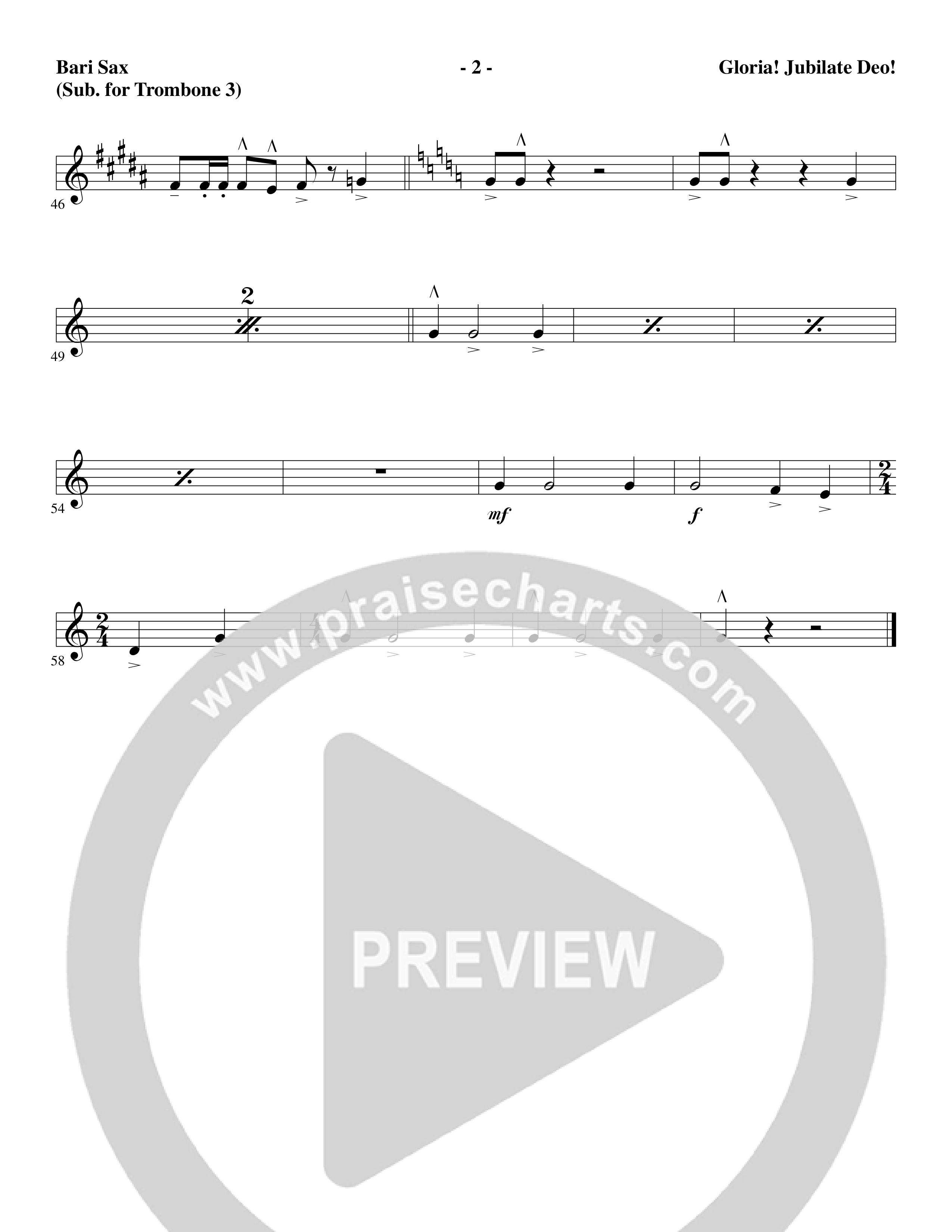 Gloria Jubilate Deo (Choral Anthem SATB) Bari Sax (Word Music Choral / Arr. Marty Parks)