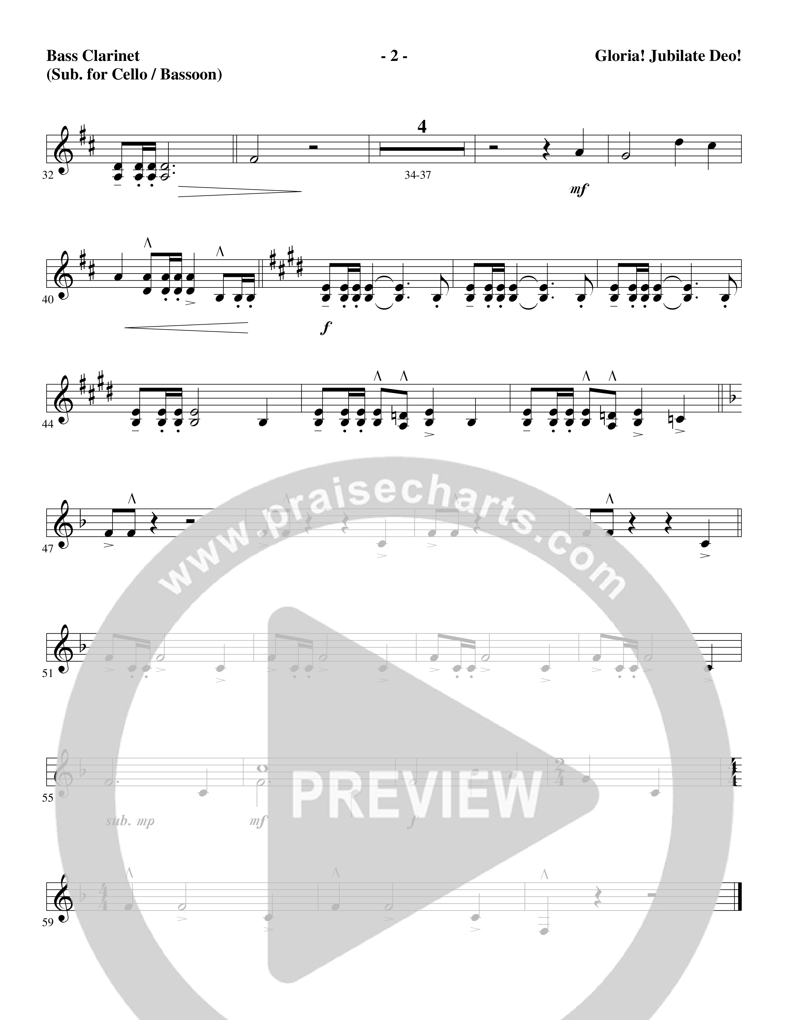 Gloria Jubilate Deo (Choral Anthem SATB) Bass Clarinet (Word Music Choral / Arr. Marty Parks)