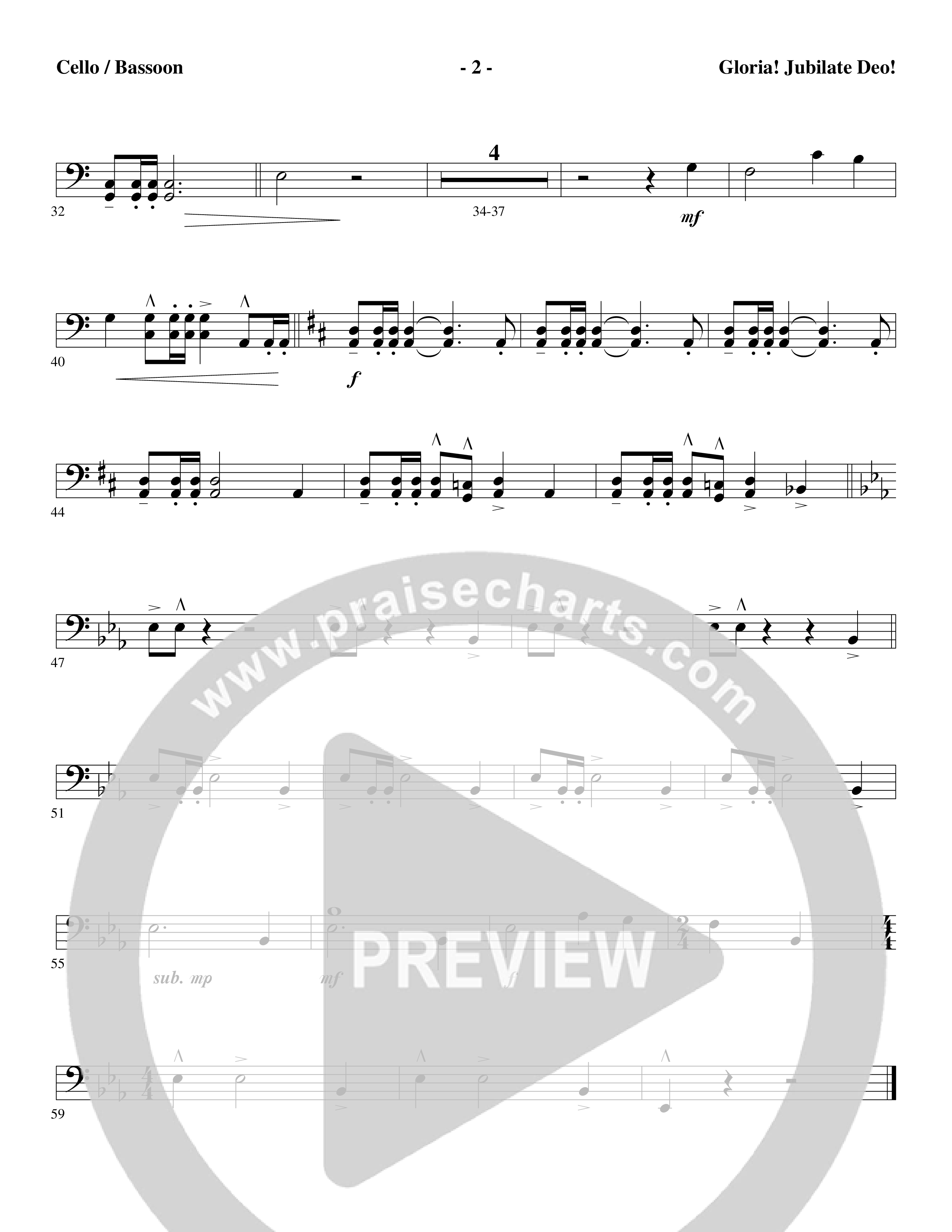 Gloria Jubilate Deo (Choral Anthem SATB) Cello (Word Music Choral / Arr. Marty Parks)