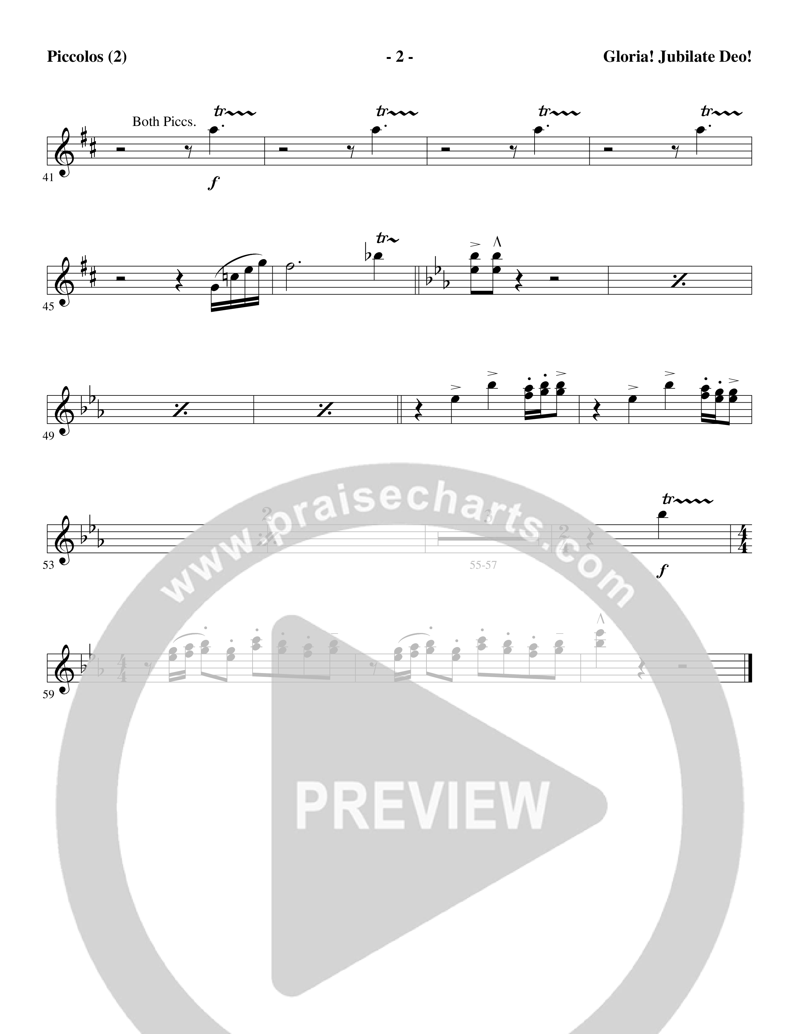 Gloria Jubilate Deo (Choral Anthem SATB) Flute/Piccolo (Word Music Choral / Arr. Marty Parks)