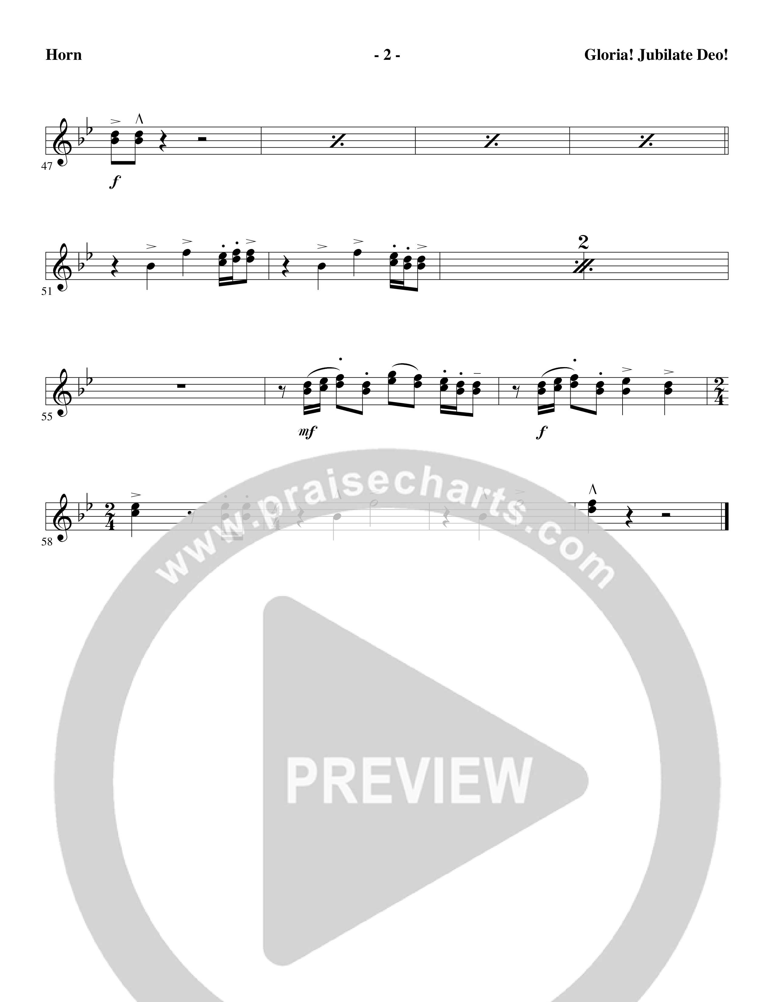 Gloria Jubilate Deo (Choral Anthem SATB) French Horn (Word Music Choral / Arr. Marty Parks)