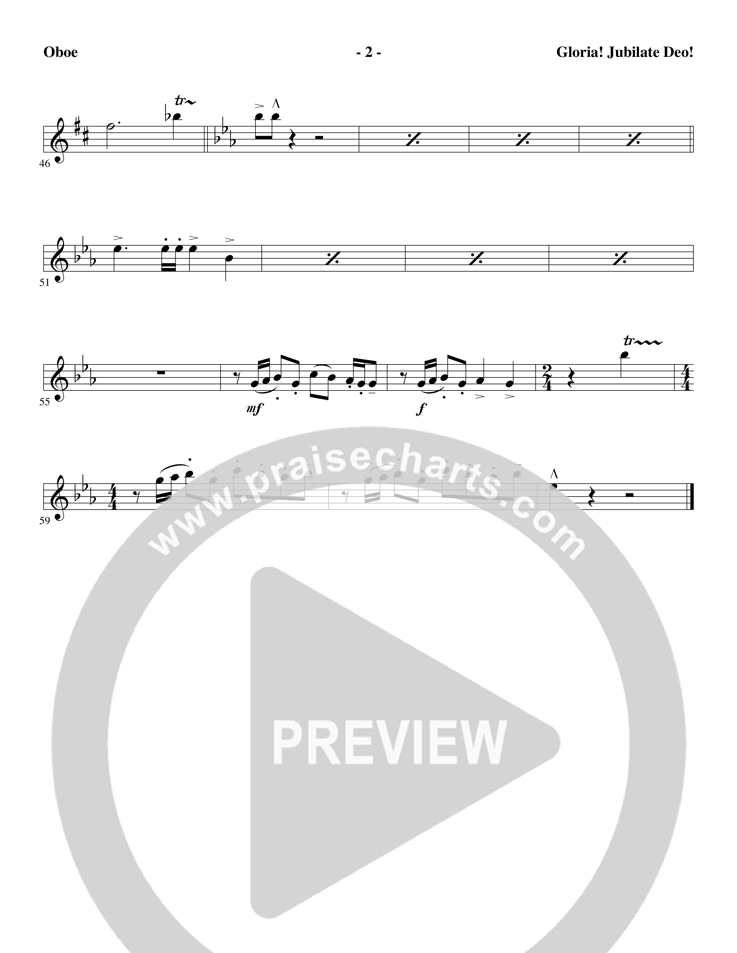 Gloria Jubilate Deo (Choral Anthem SATB) Oboe (Word Music Choral / Arr. Marty Parks)