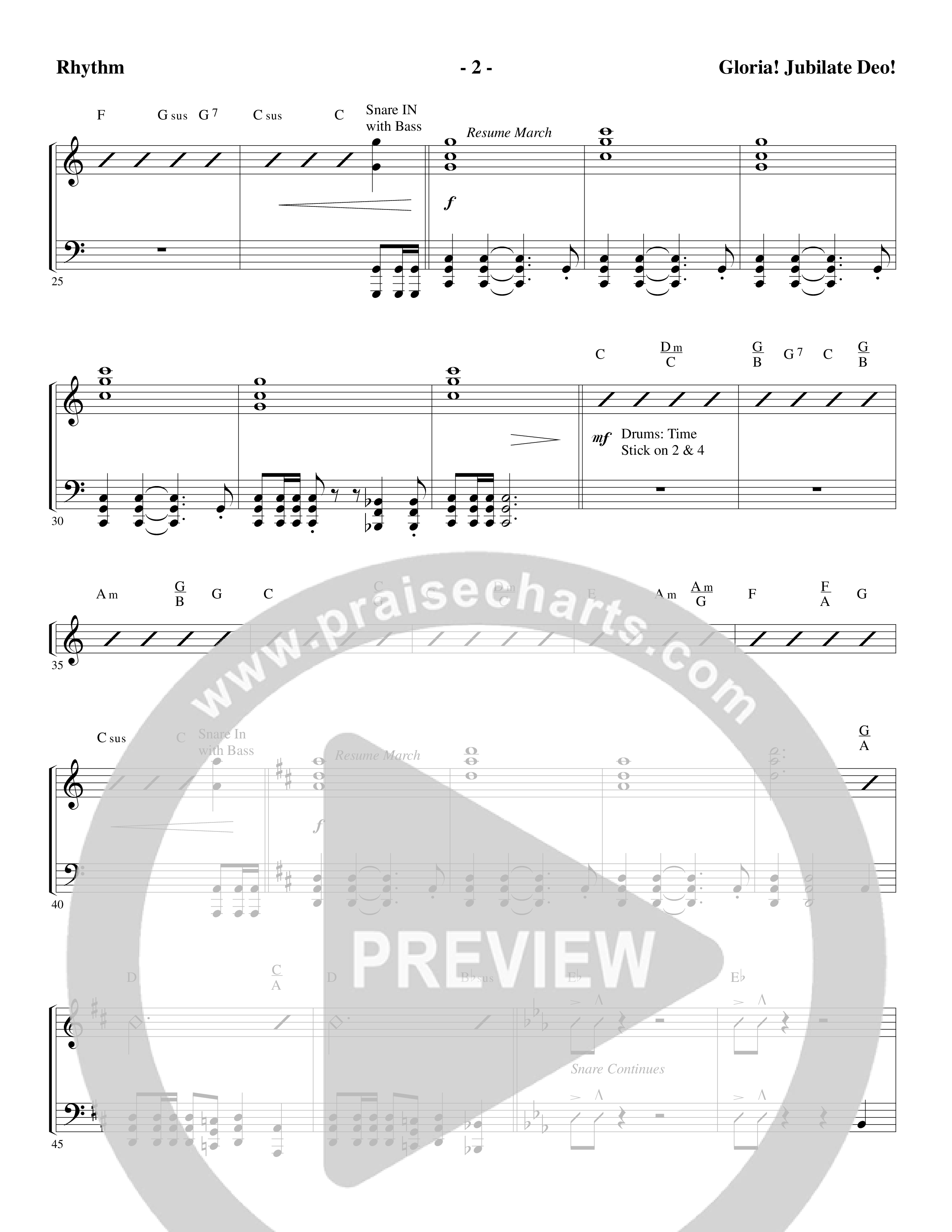 Gloria Jubilate Deo (Choral Anthem SATB) Rhythm Chart (Word Music Choral / Arr. Marty Parks)