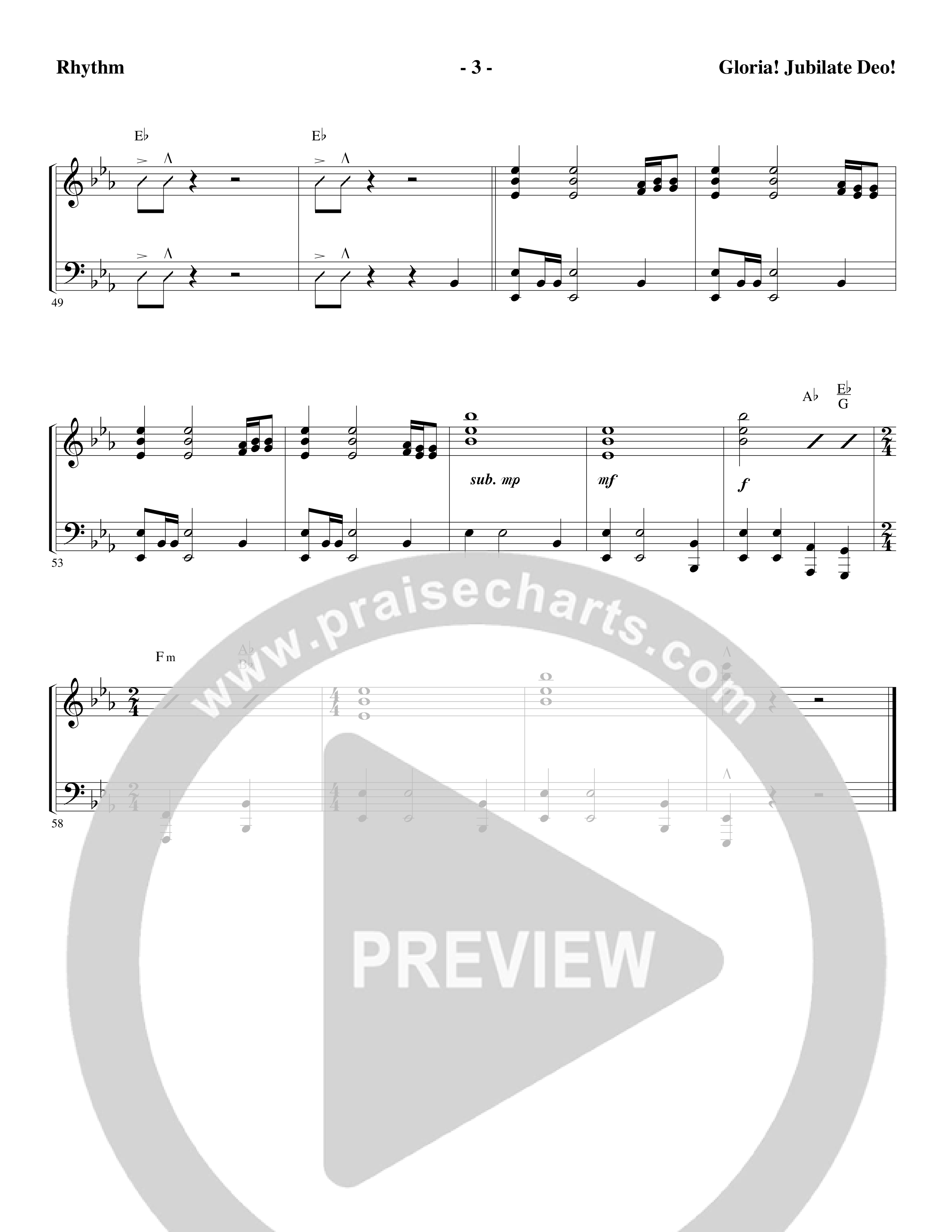 Gloria Jubilate Deo (Choral Anthem SATB) Rhythm Chart (Word Music Choral / Arr. Marty Parks)