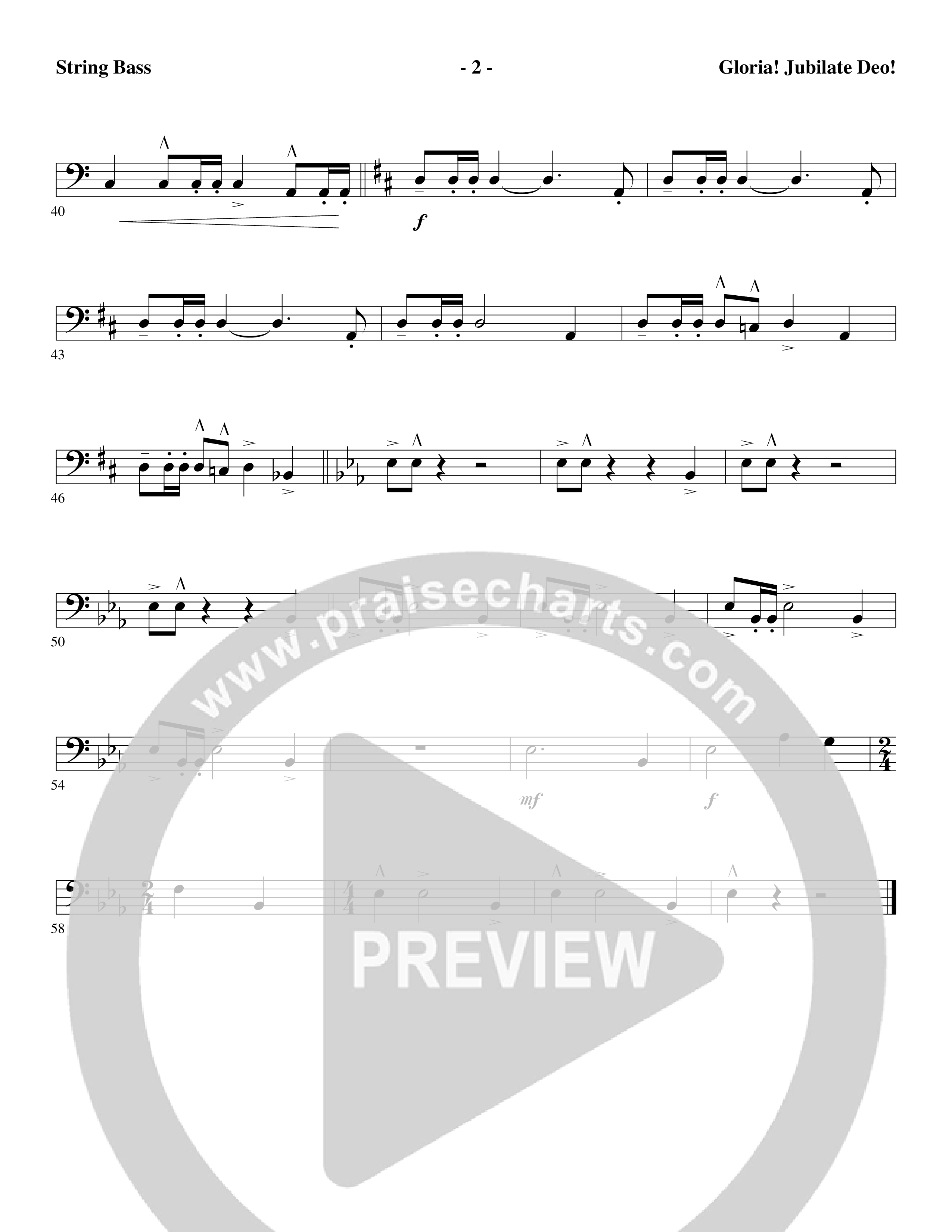 Gloria Jubilate Deo (Choral Anthem SATB) String Bass (Word Music Choral / Arr. Marty Parks)