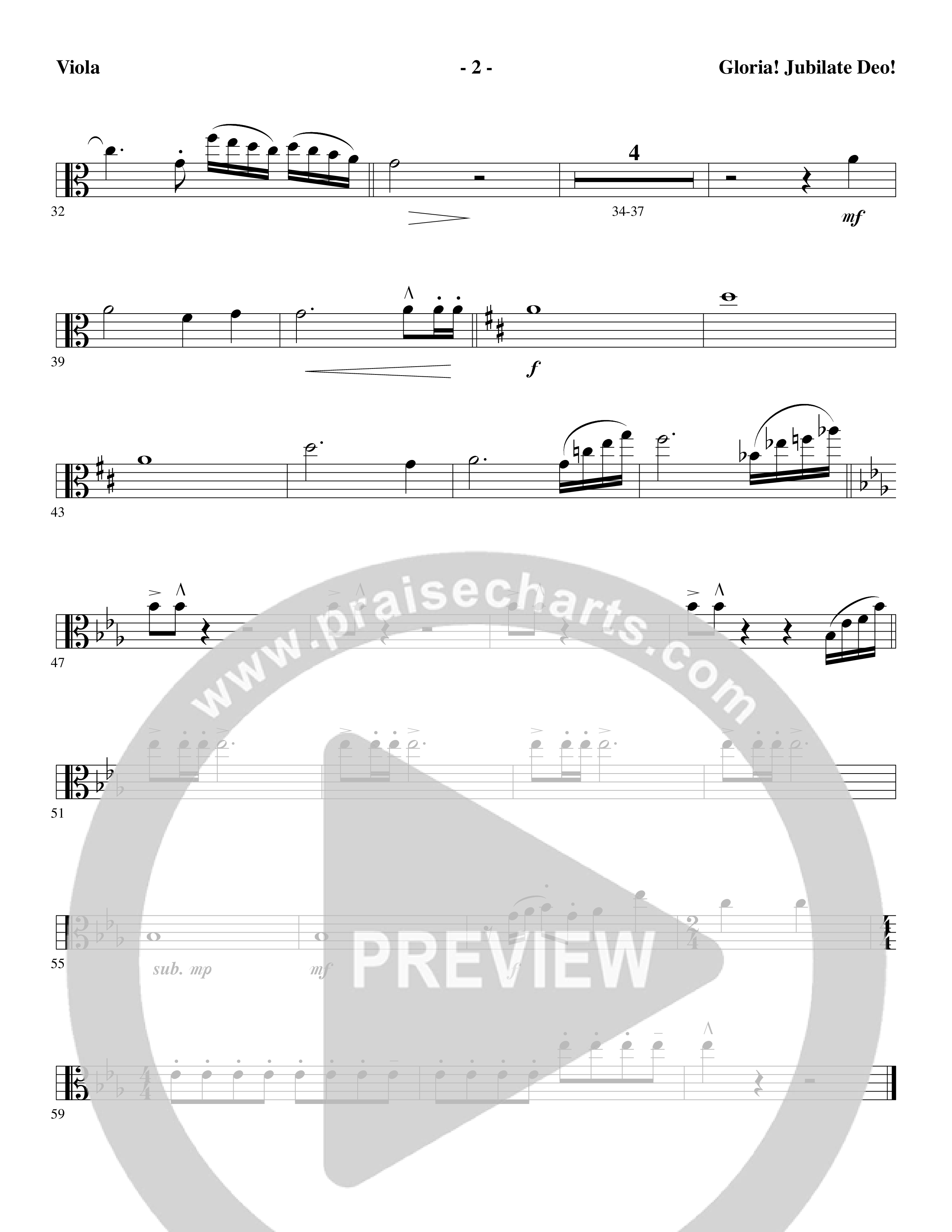 Gloria Jubilate Deo (Choral Anthem SATB) Viola (Word Music Choral / Arr. Marty Parks)