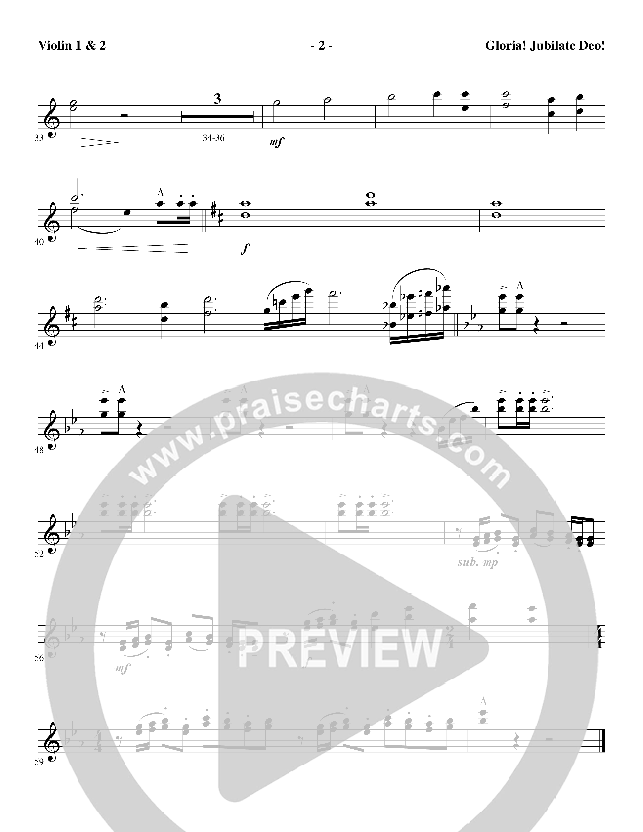 Gloria Jubilate Deo (Choral Anthem SATB) Violin 1/2 (Word Music Choral / Arr. Marty Parks)