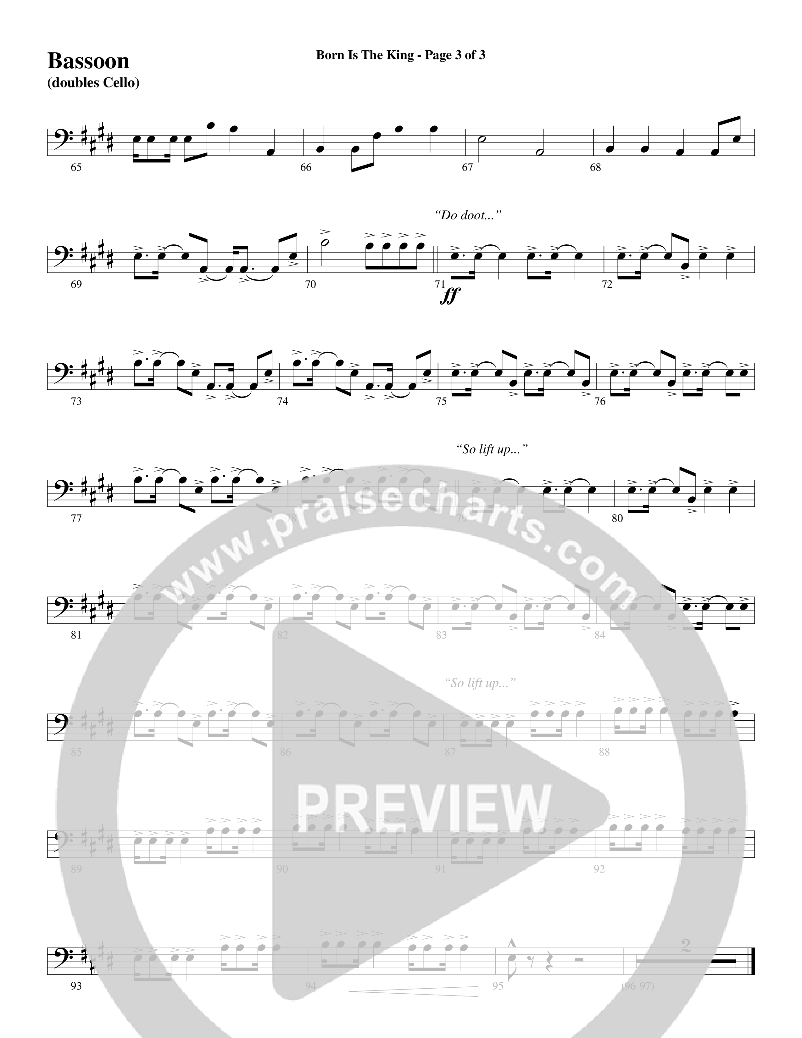 Born Is The King (It's Christmas) Bassoon (Word Music Choral / Arr. Gary Rhodes / Orch. Tim Cates)