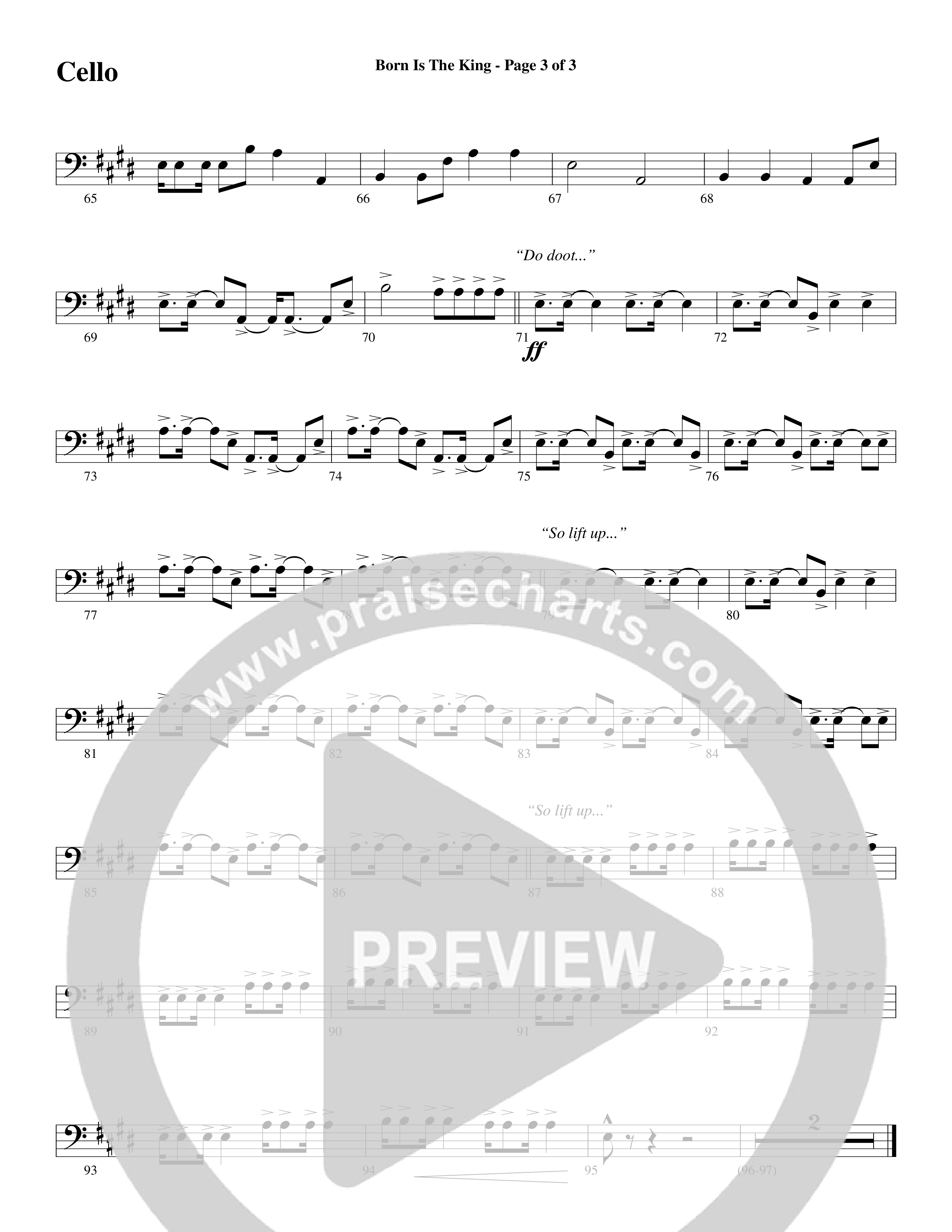 Born Is The King (It's Christmas) Cello (Word Music Choral / Arr. Gary Rhodes / Orch. Tim Cates)