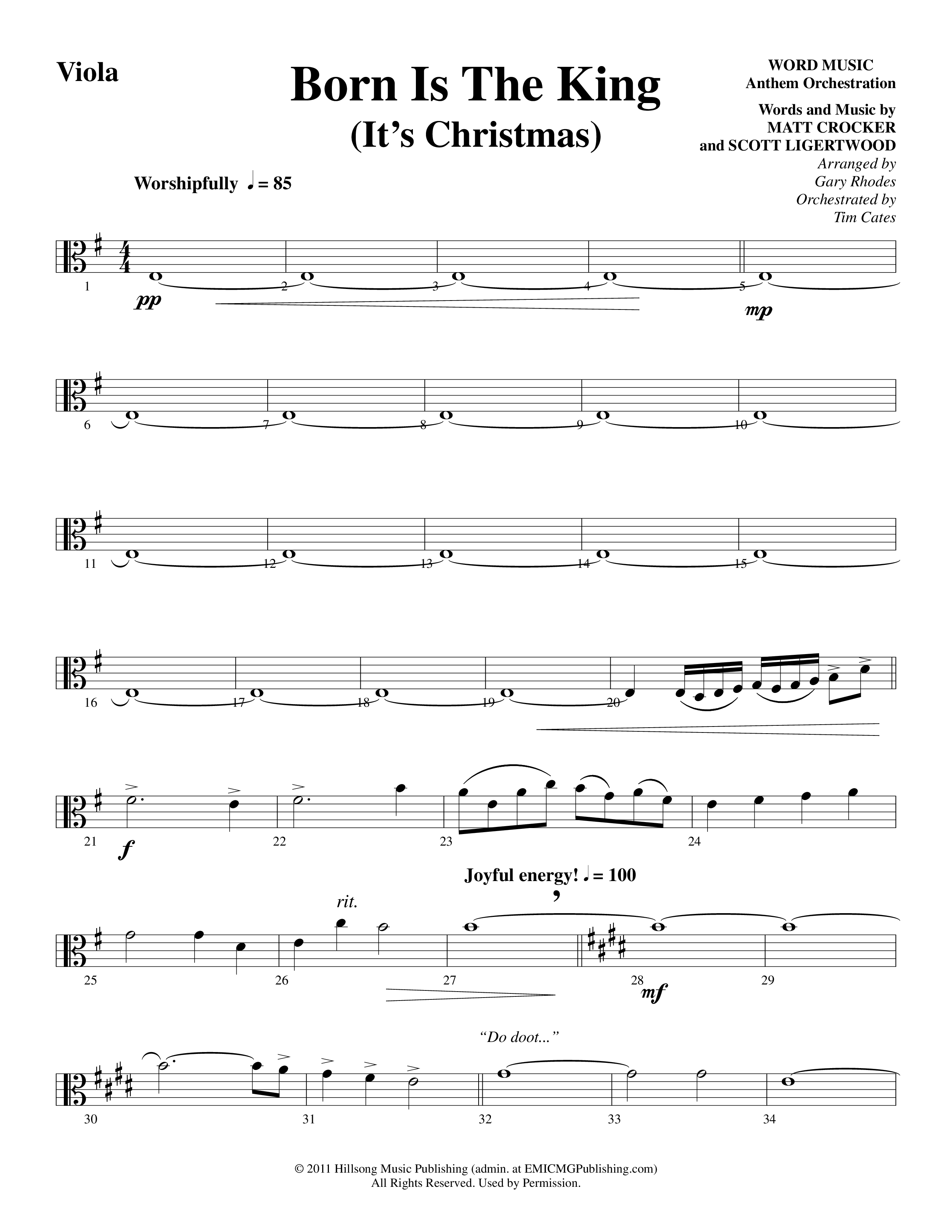 Born Is The King (It's Christmas) Viola (Word Music Choral / Arr. Gary Rhodes / Orch. Tim Cates)