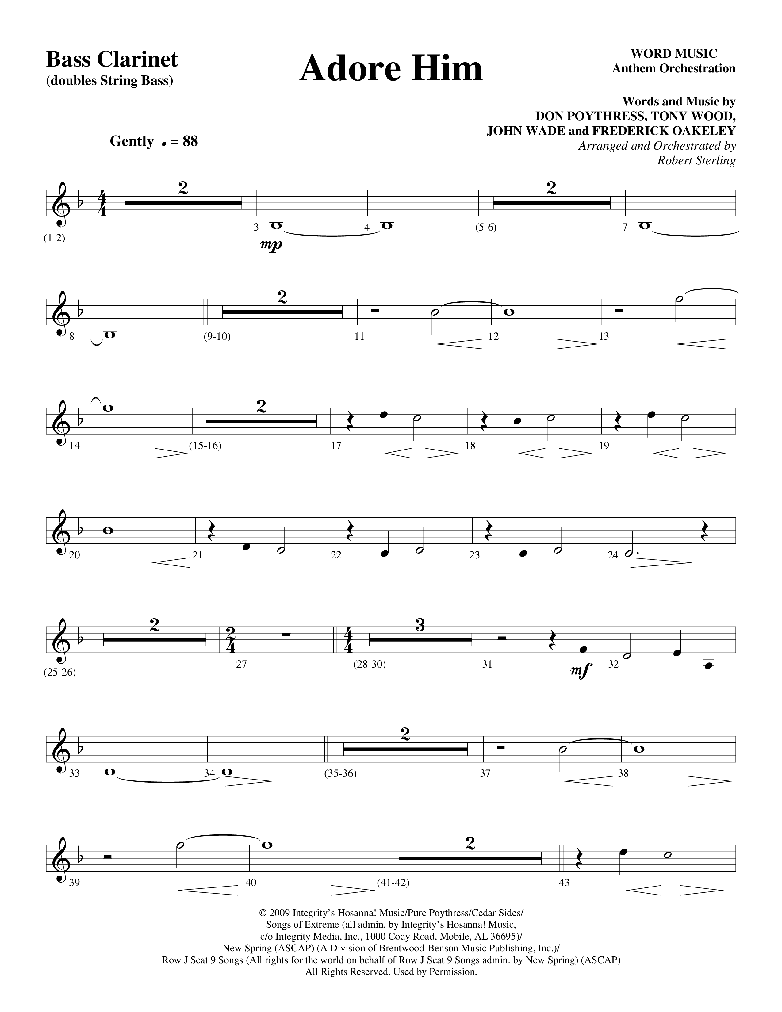 Adore Him (Choral Anthem SATB) Bass Clarinet (Word Music Choral / Arr. Robert Sterling)