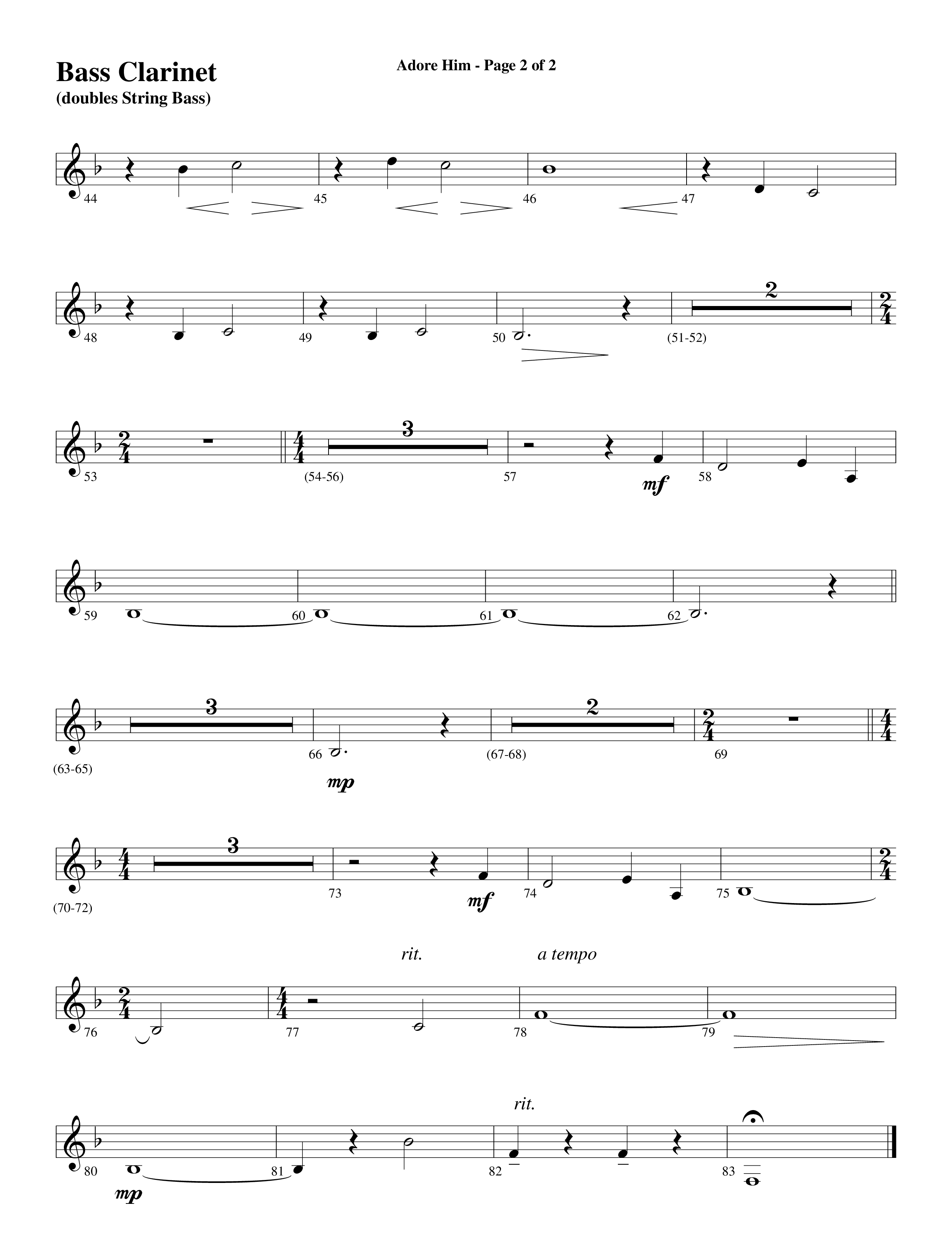 Adore Him (Choral Anthem SATB) Bass Clarinet (Word Music Choral / Arr. Robert Sterling)