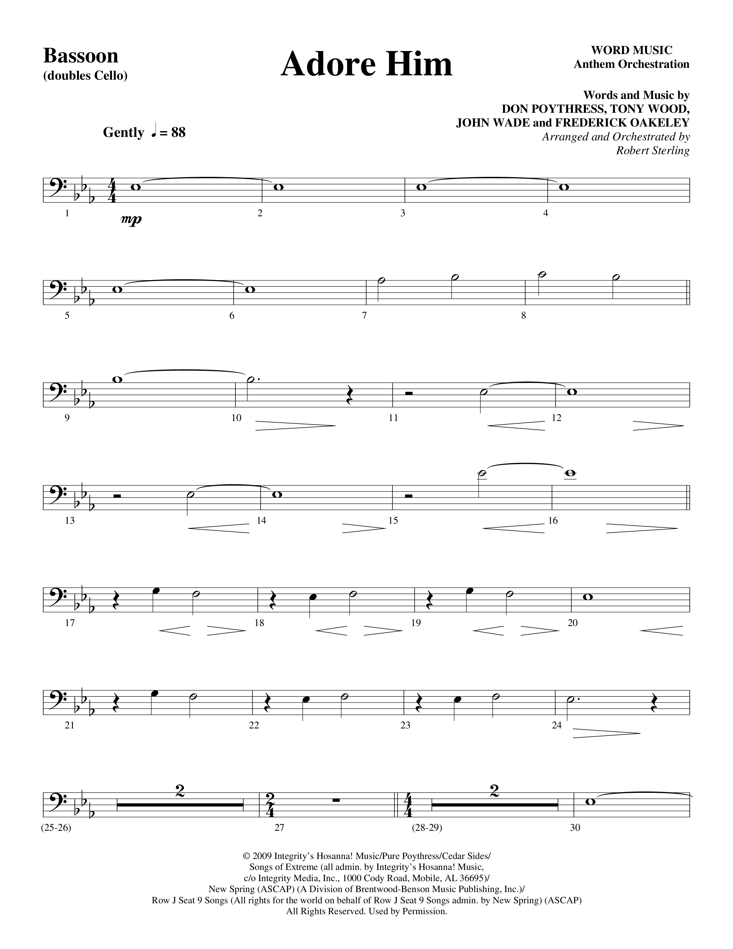 Adore Him (Choral Anthem SATB) Bassoon (Word Music Choral / Arr. Robert Sterling)