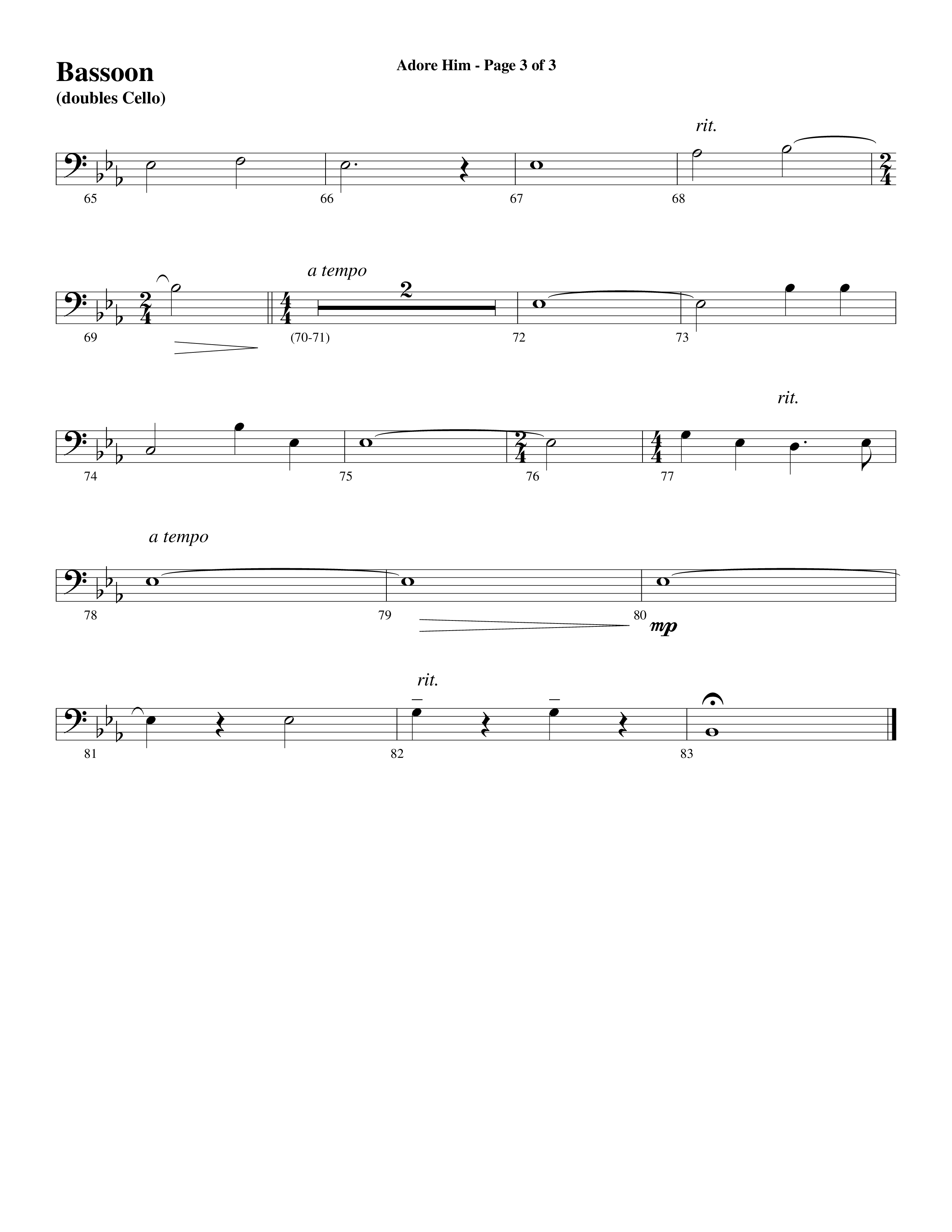 Adore Him (Choral Anthem SATB) Bassoon (Word Music Choral / Arr. Robert Sterling)