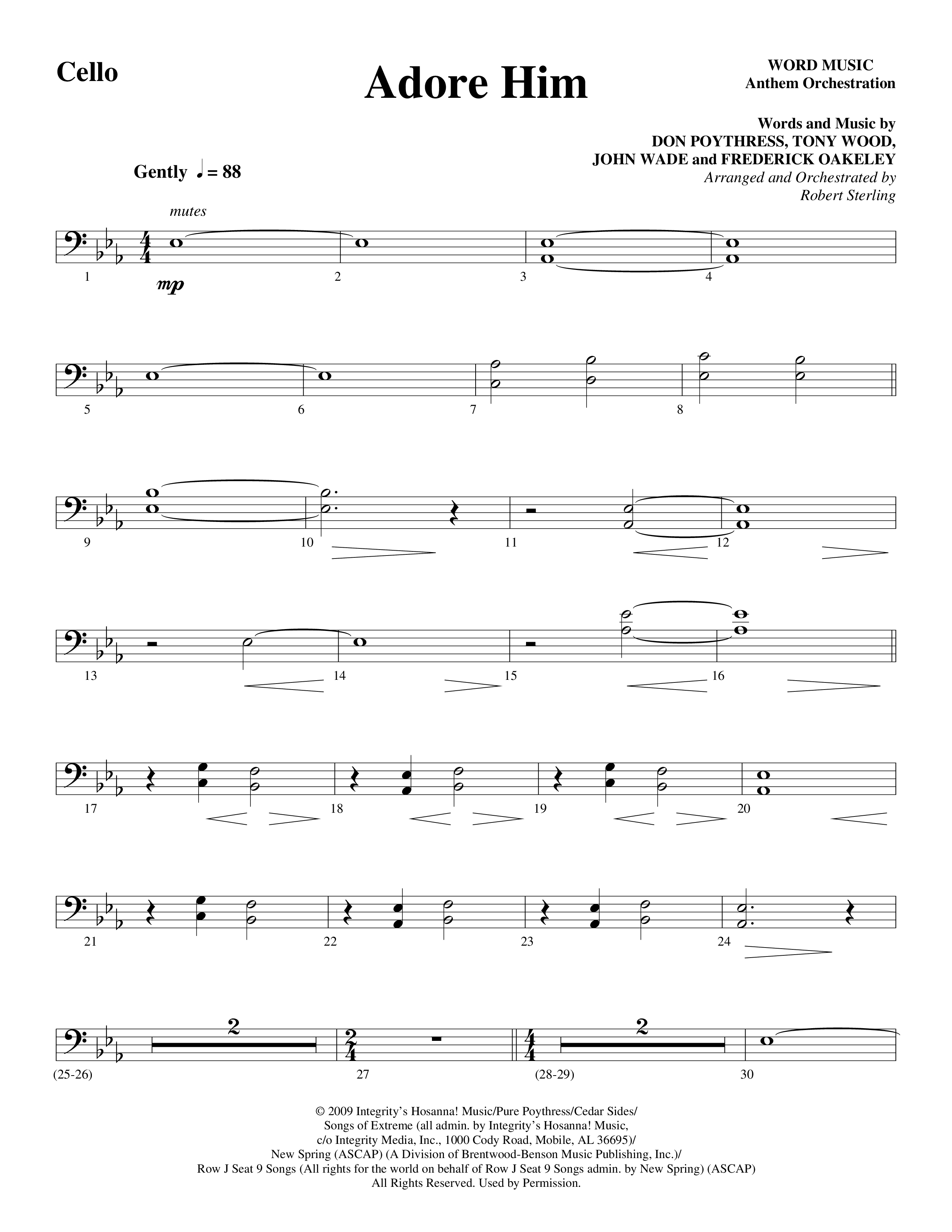 Adore Him (Choral Anthem SATB) Cello (Word Music Choral / Arr. Robert Sterling)