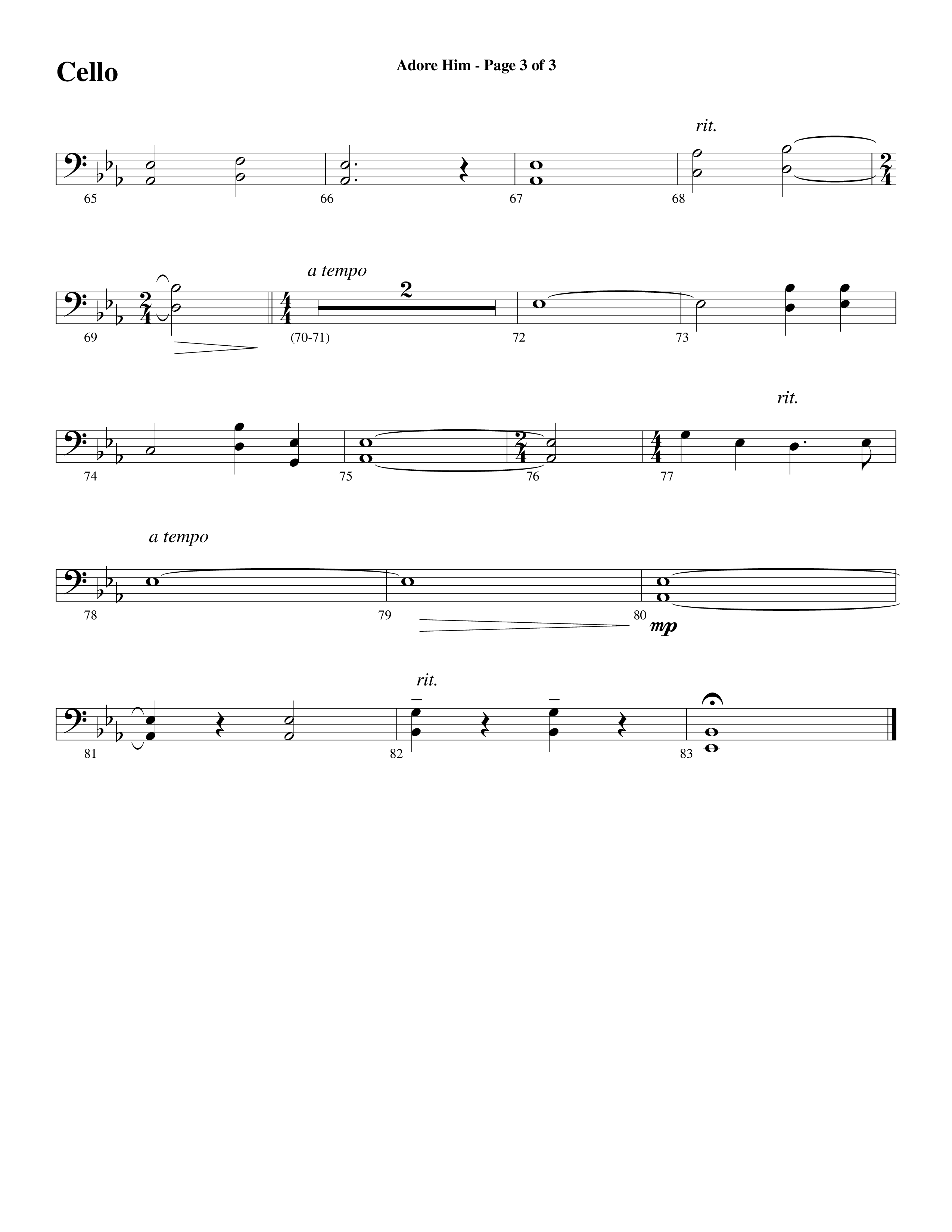 Adore Him (Choral Anthem SATB) Cello (Word Music Choral / Arr. Robert Sterling)