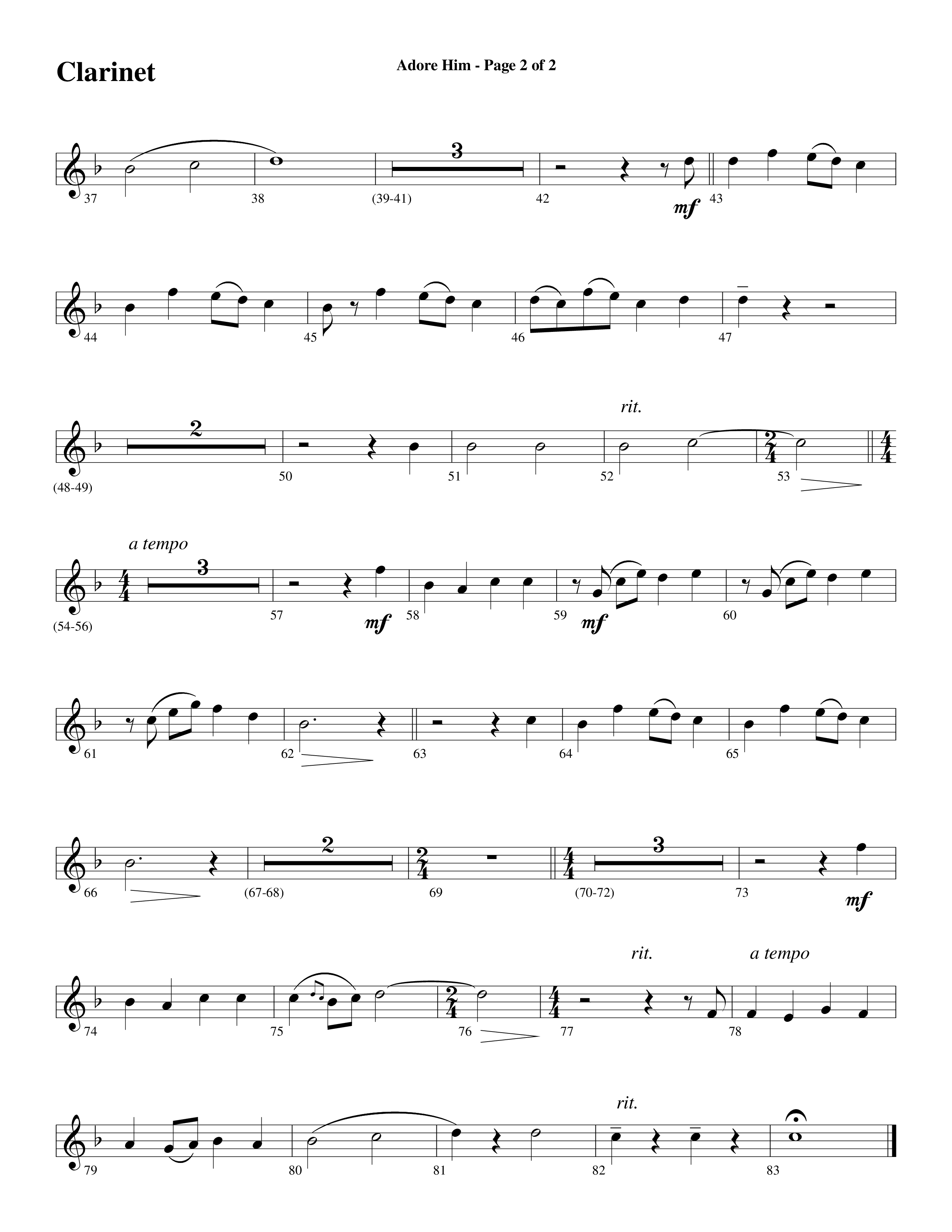 Adore Him (Choral Anthem SATB) Clarinet 1/2 (Word Music Choral / Arr. Robert Sterling)