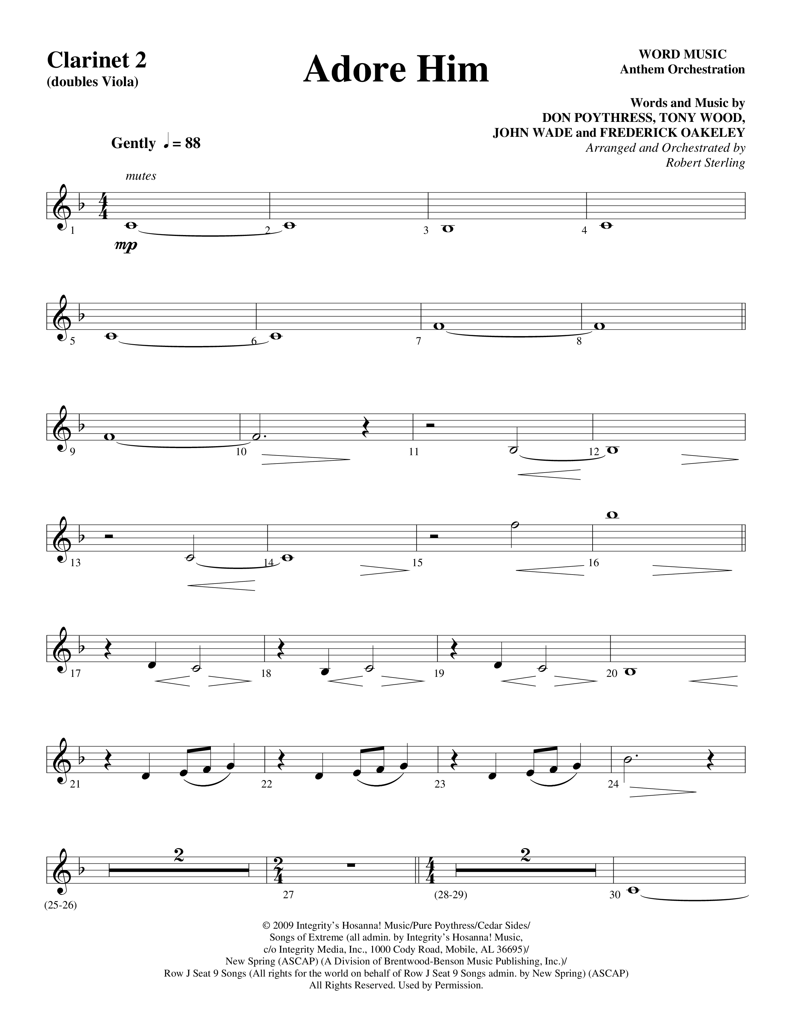 Adore Him (Choral Anthem SATB) Clarinet 1/2 (Word Music Choral / Arr. Robert Sterling)