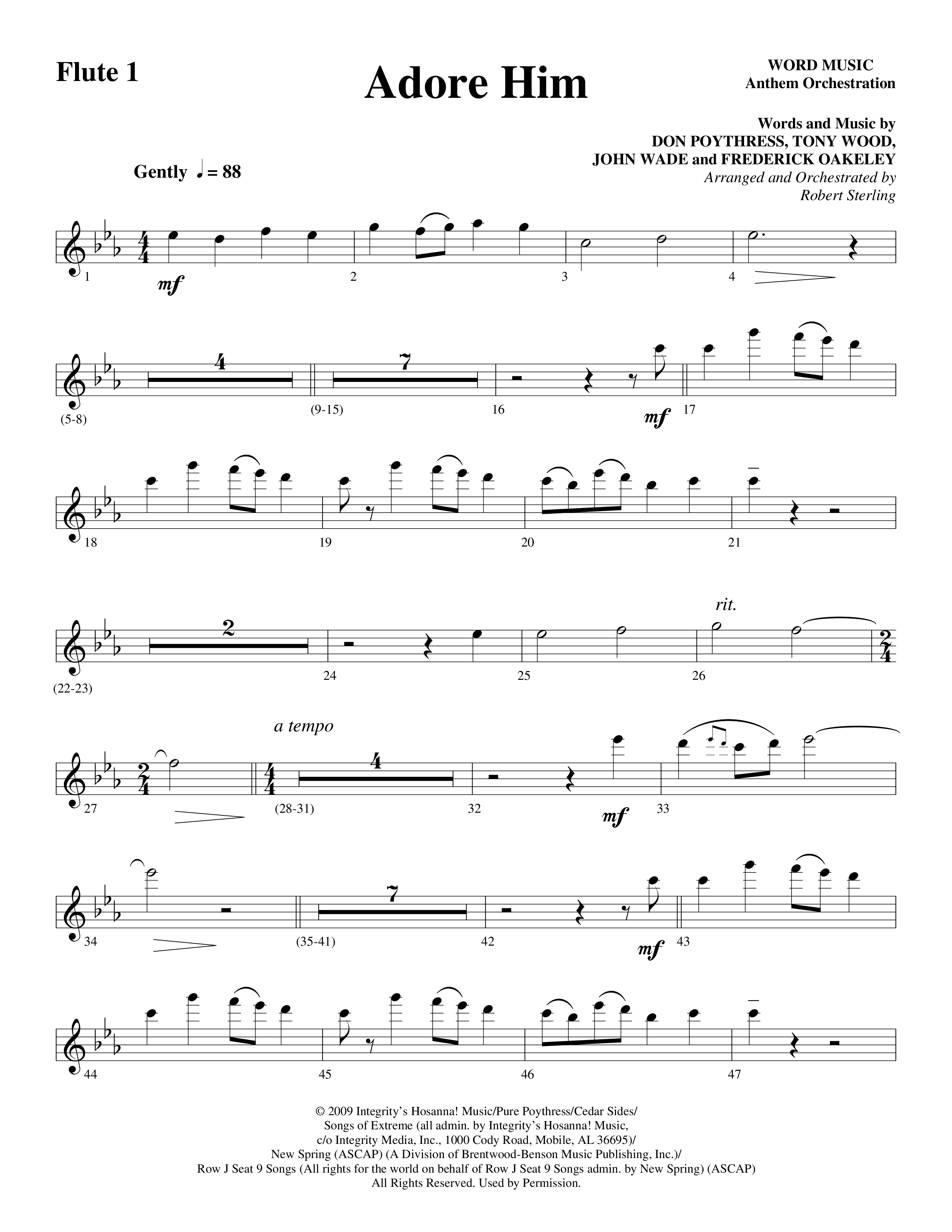 Adore Him (Choral Anthem SATB) Flute (Word Music Choral / Arr. Robert Sterling)