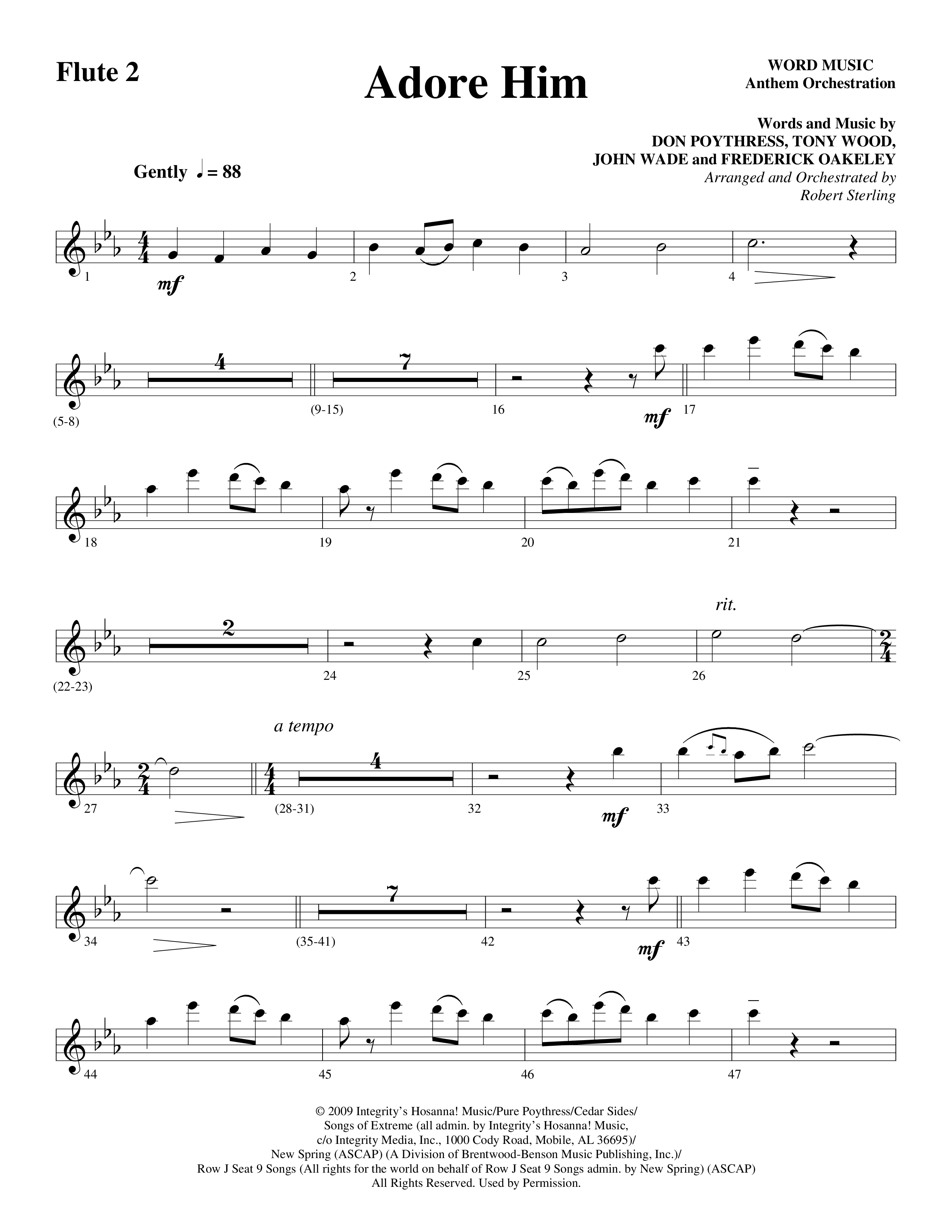 Adore Him (Choral Anthem SATB) Flute (Word Music Choral / Arr. Robert Sterling)