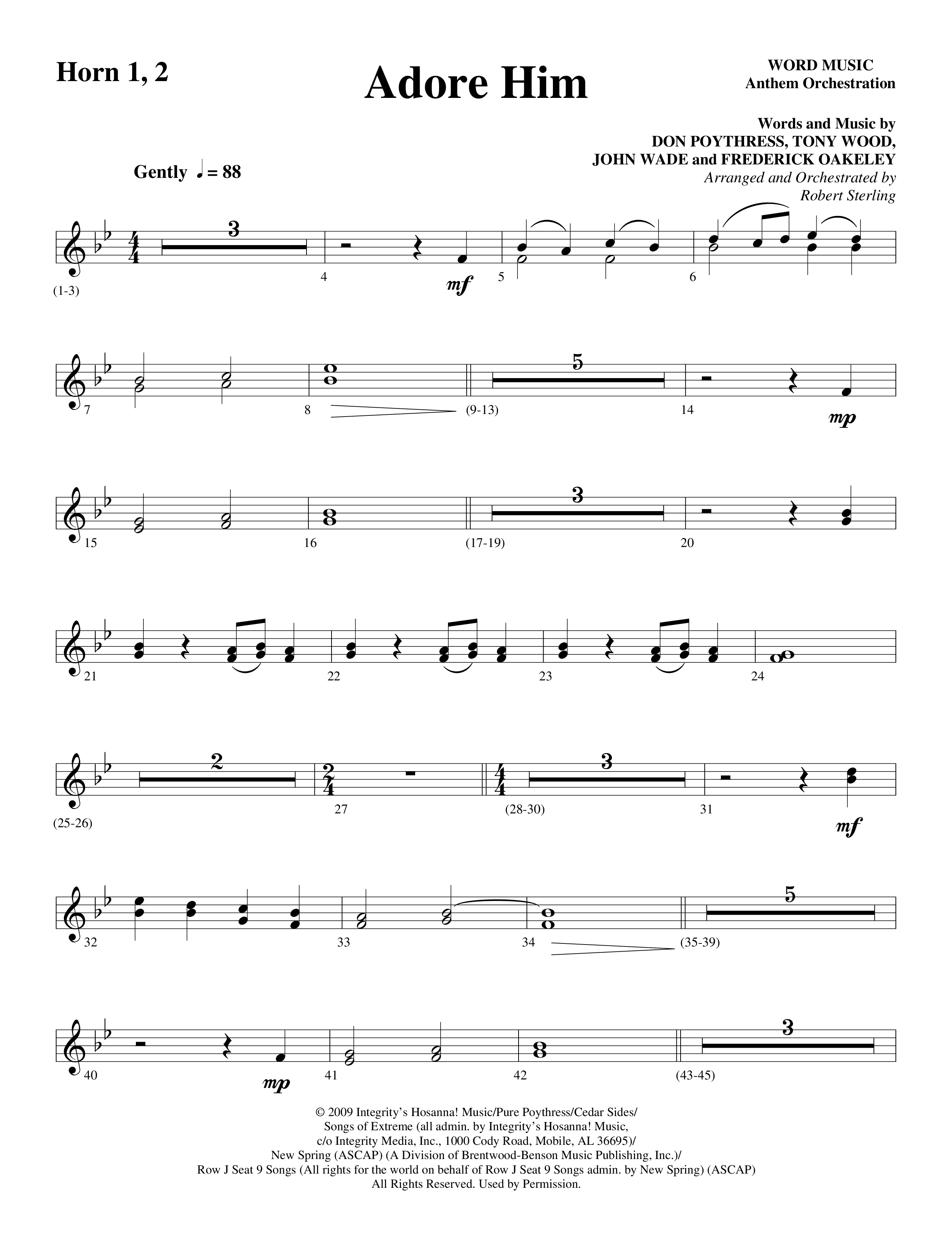 Adore Him (Choral Anthem SATB) French Horn 1/2 (Word Music Choral / Arr. Robert Sterling)