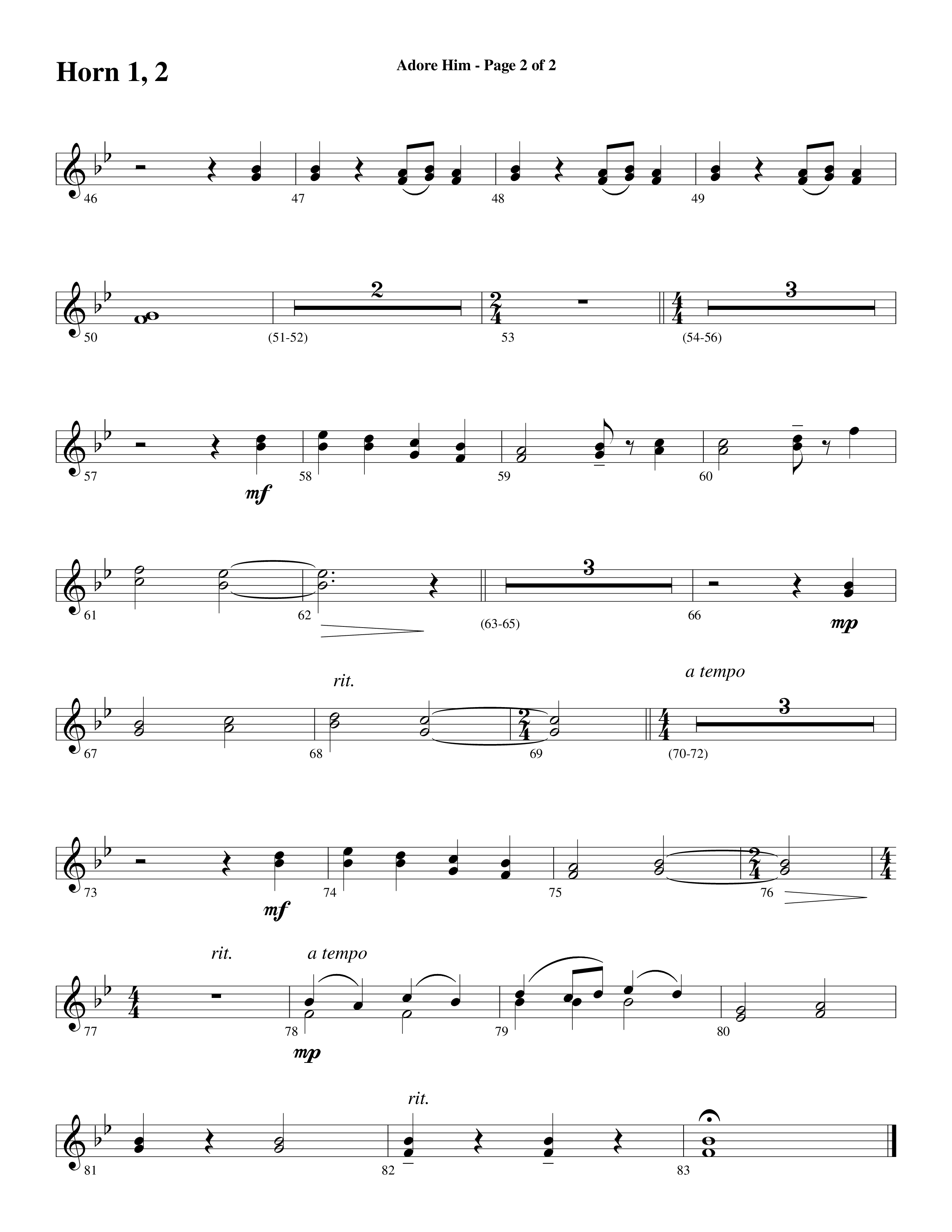 Adore Him (Choral Anthem SATB) French Horn 1/2 (Word Music Choral / Arr. Robert Sterling)