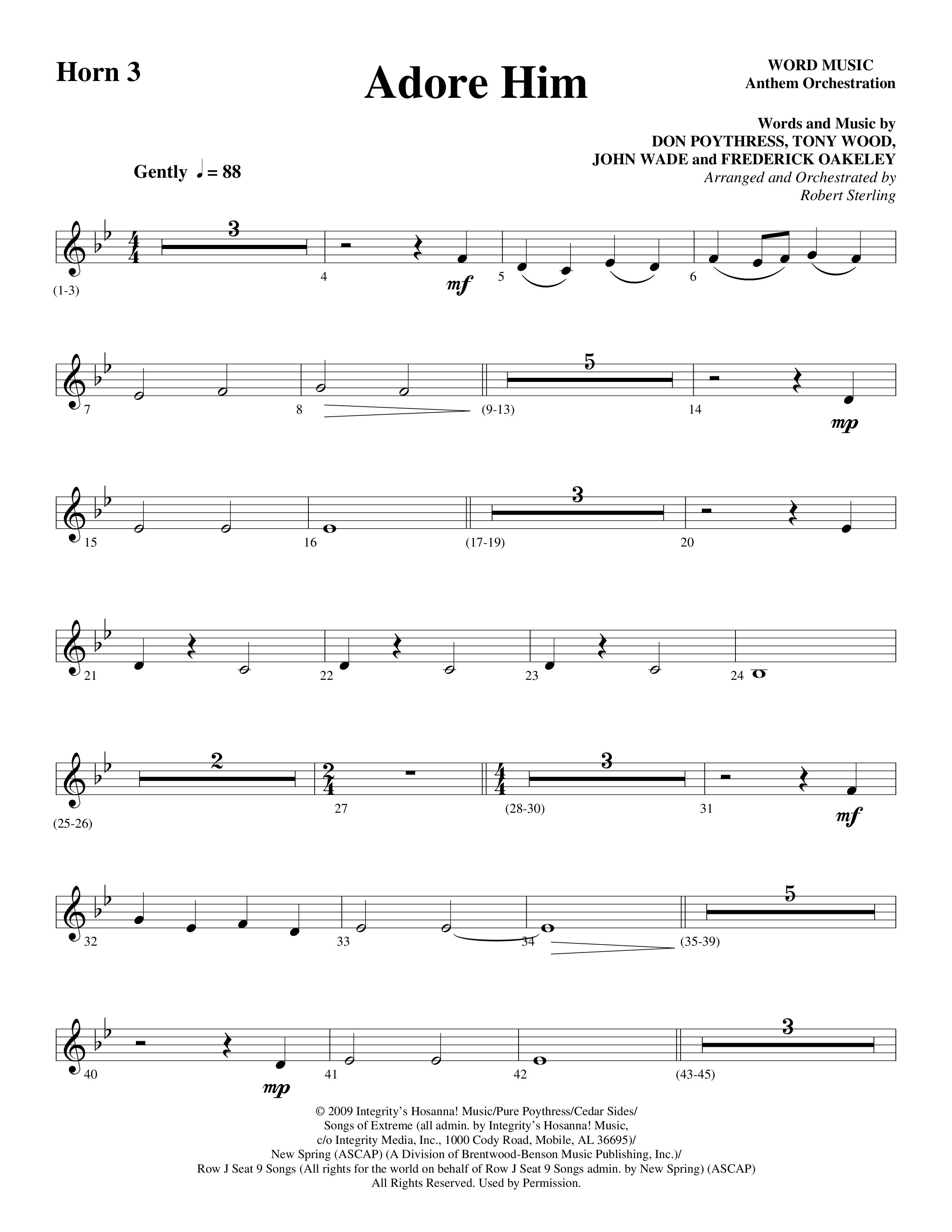 Adore Him (Choral Anthem SATB) French Horn 3 (Word Music Choral / Arr. Robert Sterling)