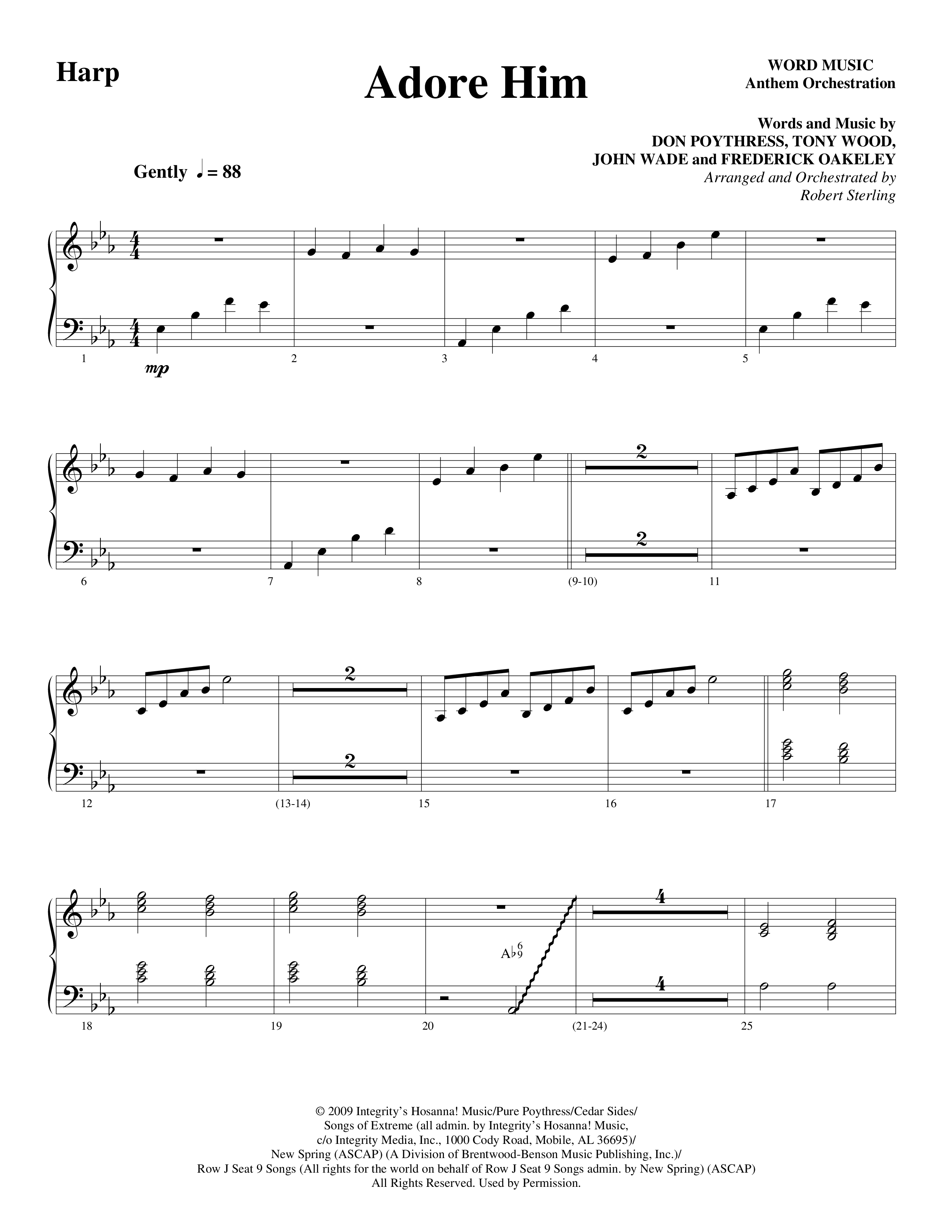 Adore Him (Choral Anthem SATB) Harp (Word Music Choral / Arr. Robert Sterling)